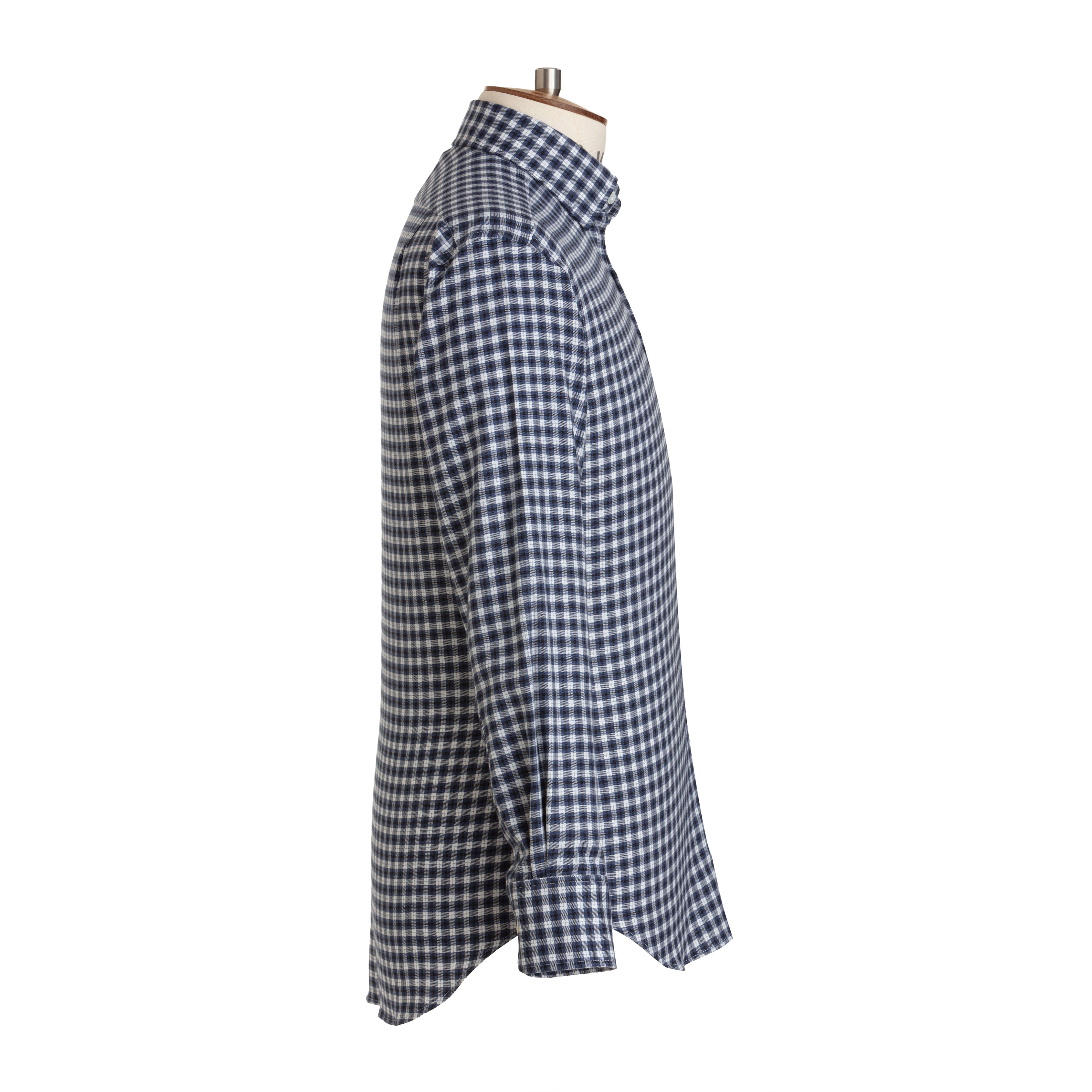 Charcoal/Blue Check Wool Cotton Blend Shirt - New