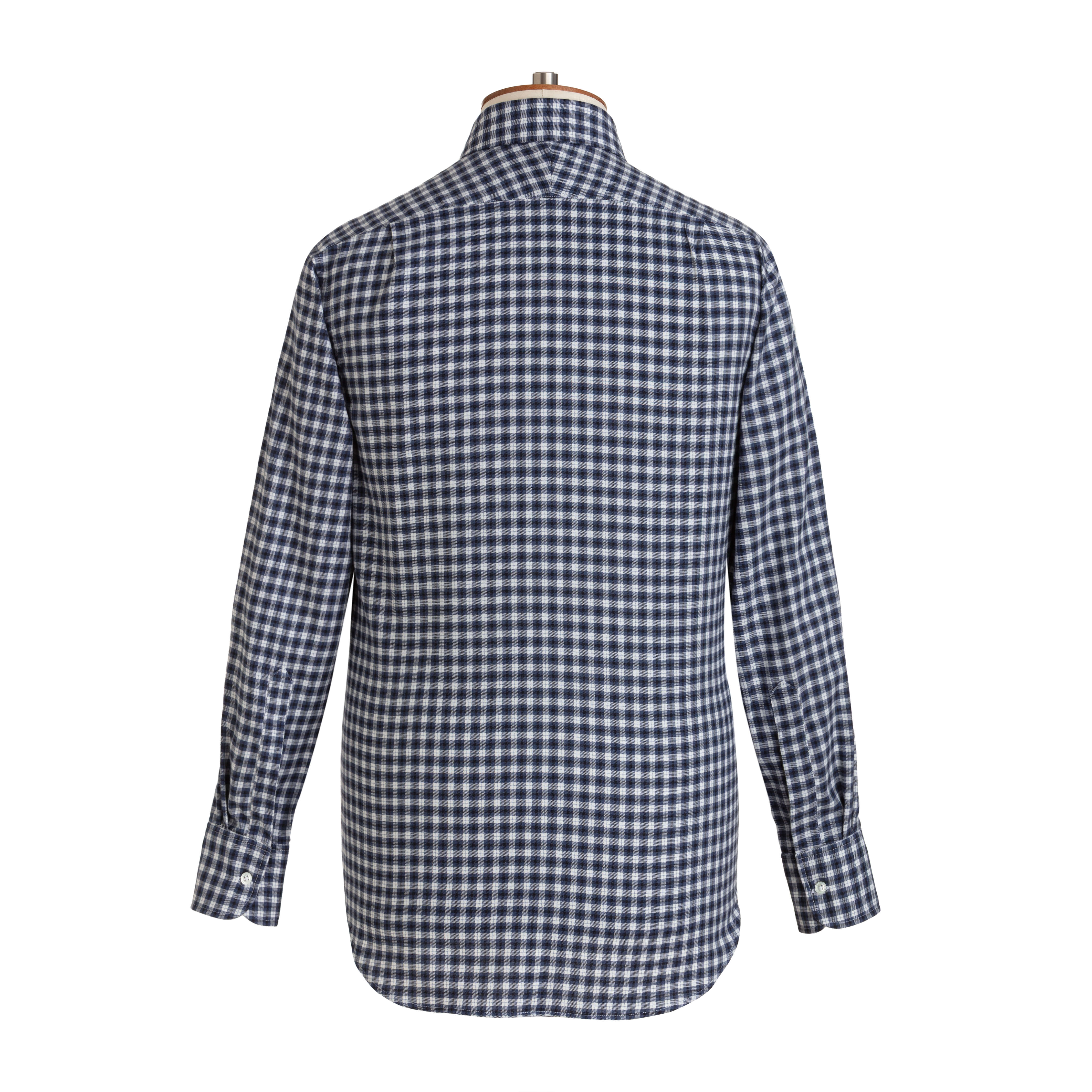 Charcoal/Blue Check Wool Cotton Blend Shirt - New