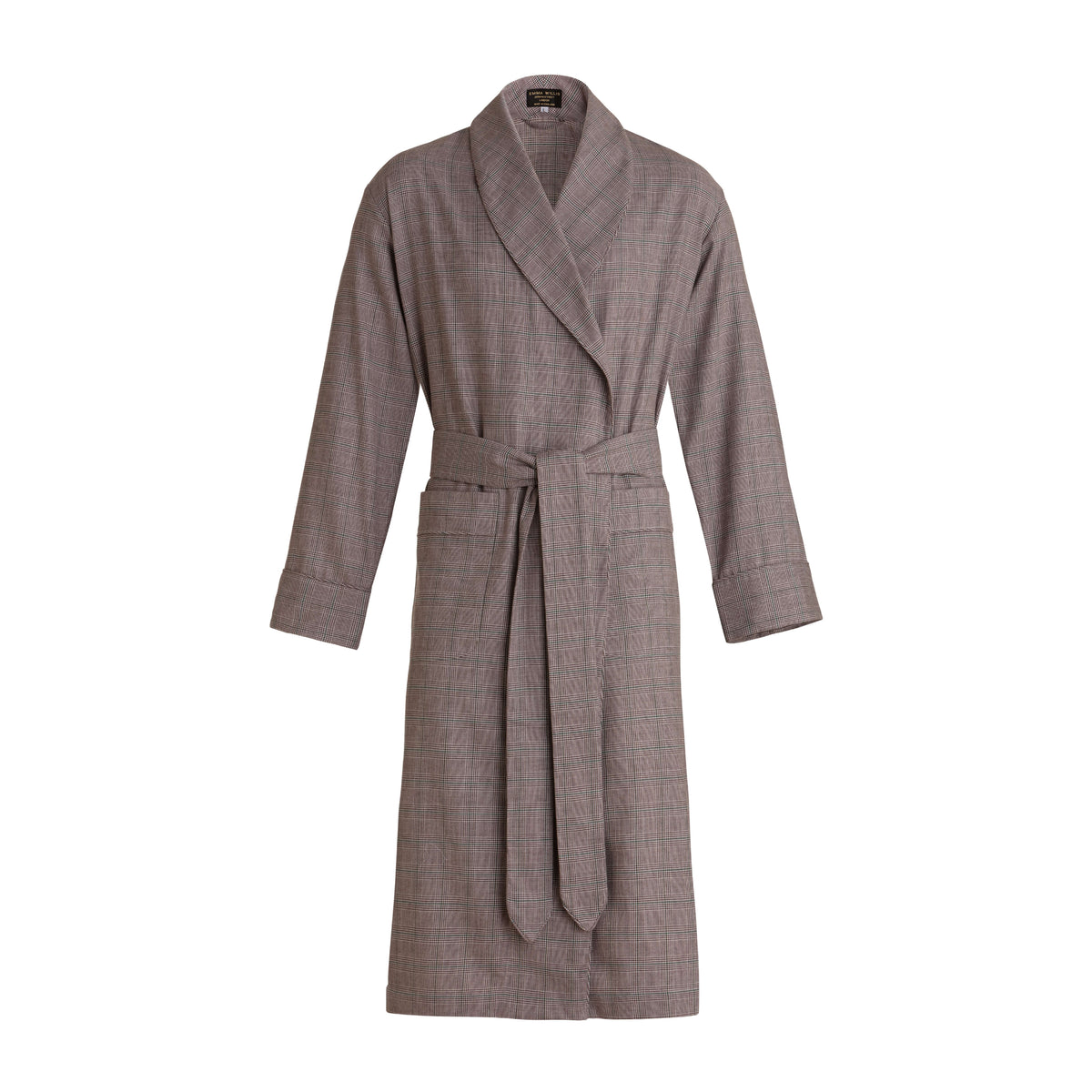 Burgundy Plaid Wool Cotton Blend Dressing Gown - New