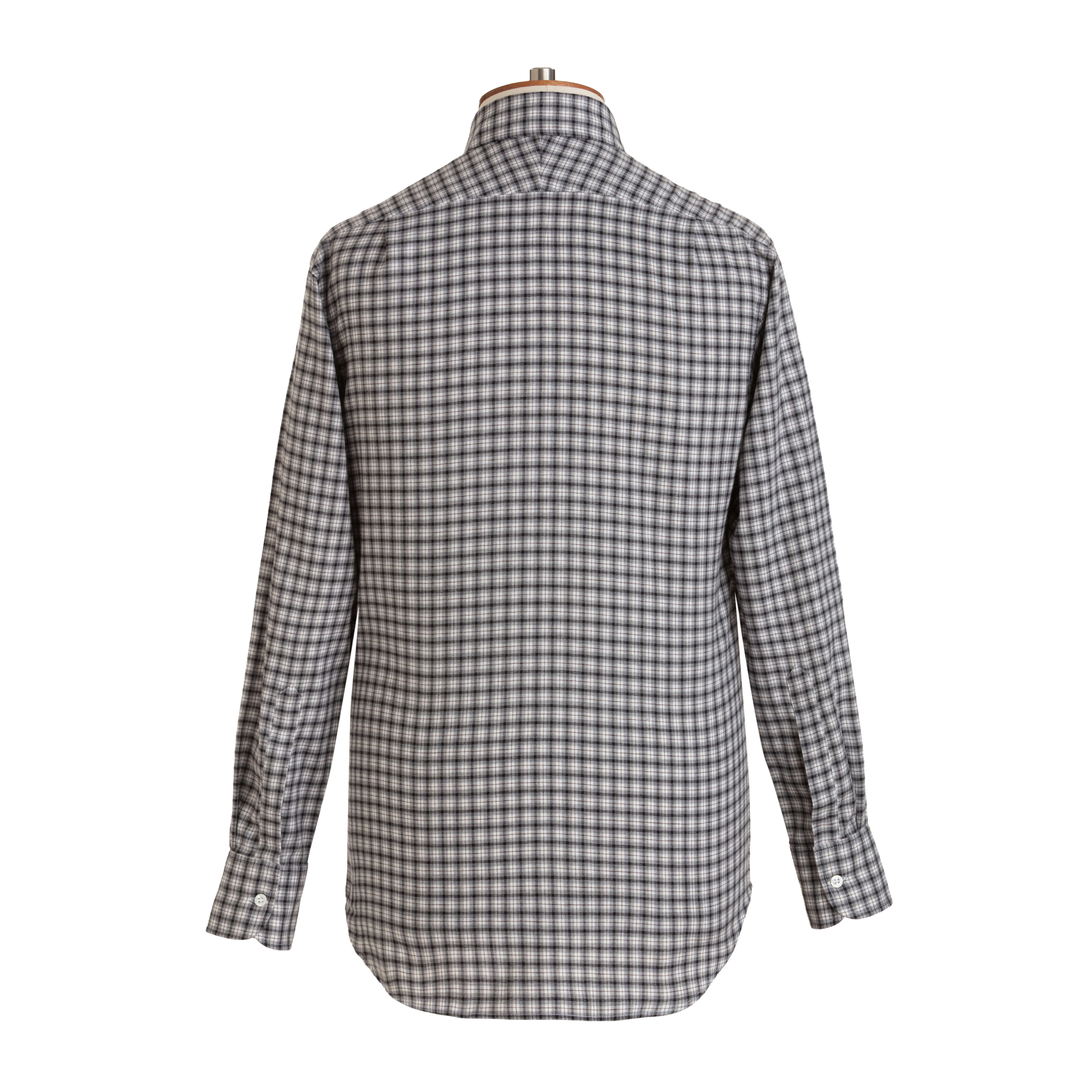 Charcoal/Grey Check Wool Cotton Blend Shirt - New