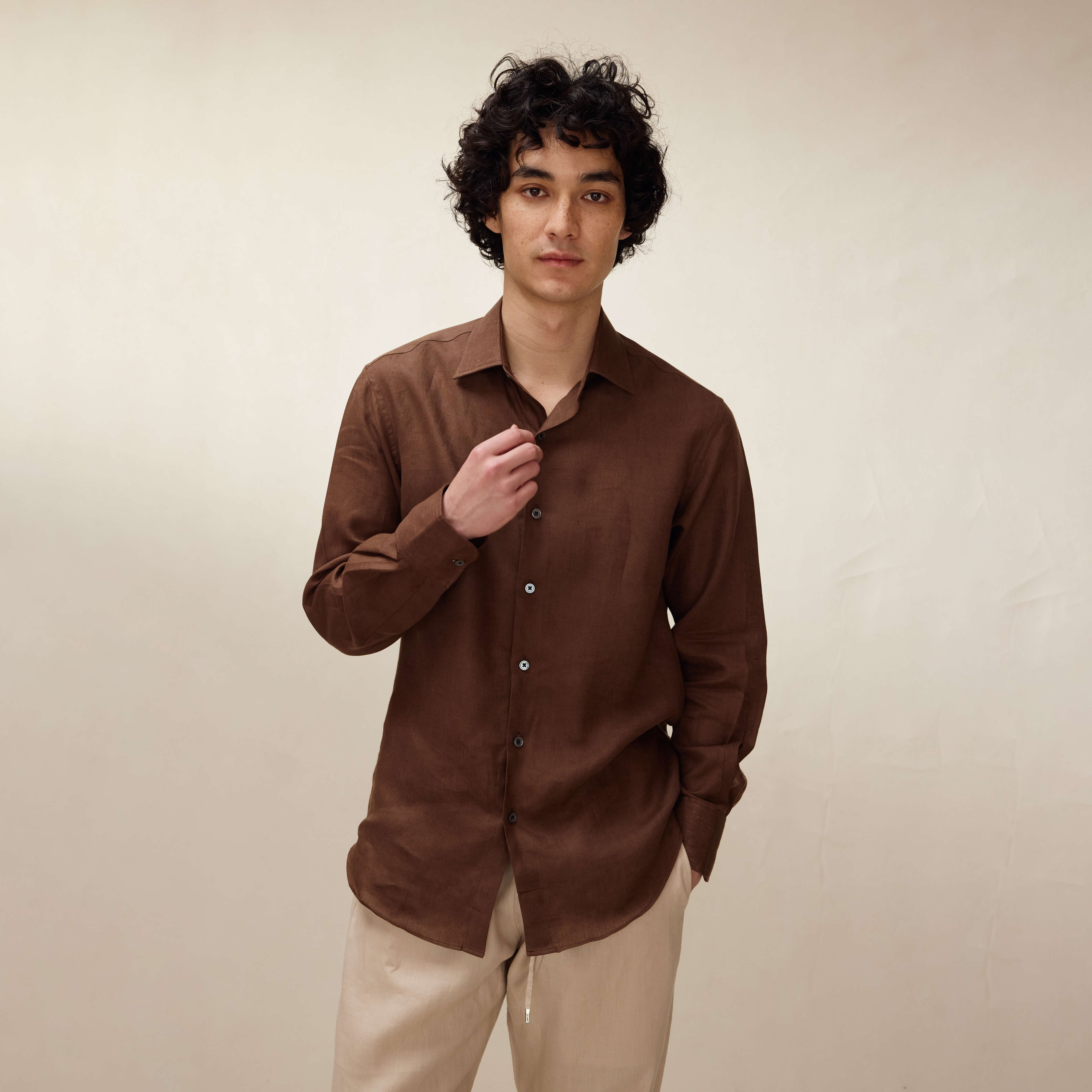 Chocolate Linen Shirt - New