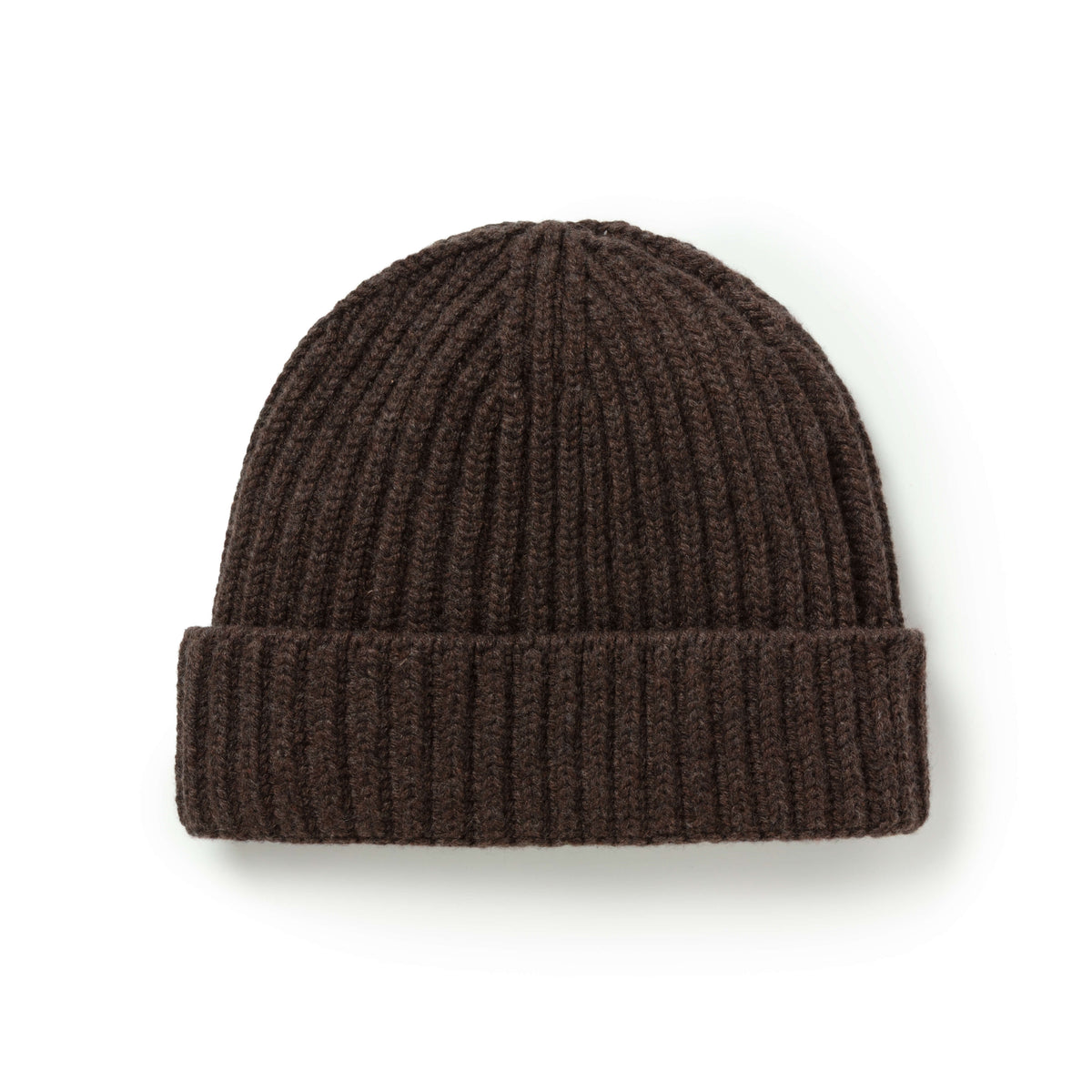 Chocolate Ribbed Cashmere Beanie