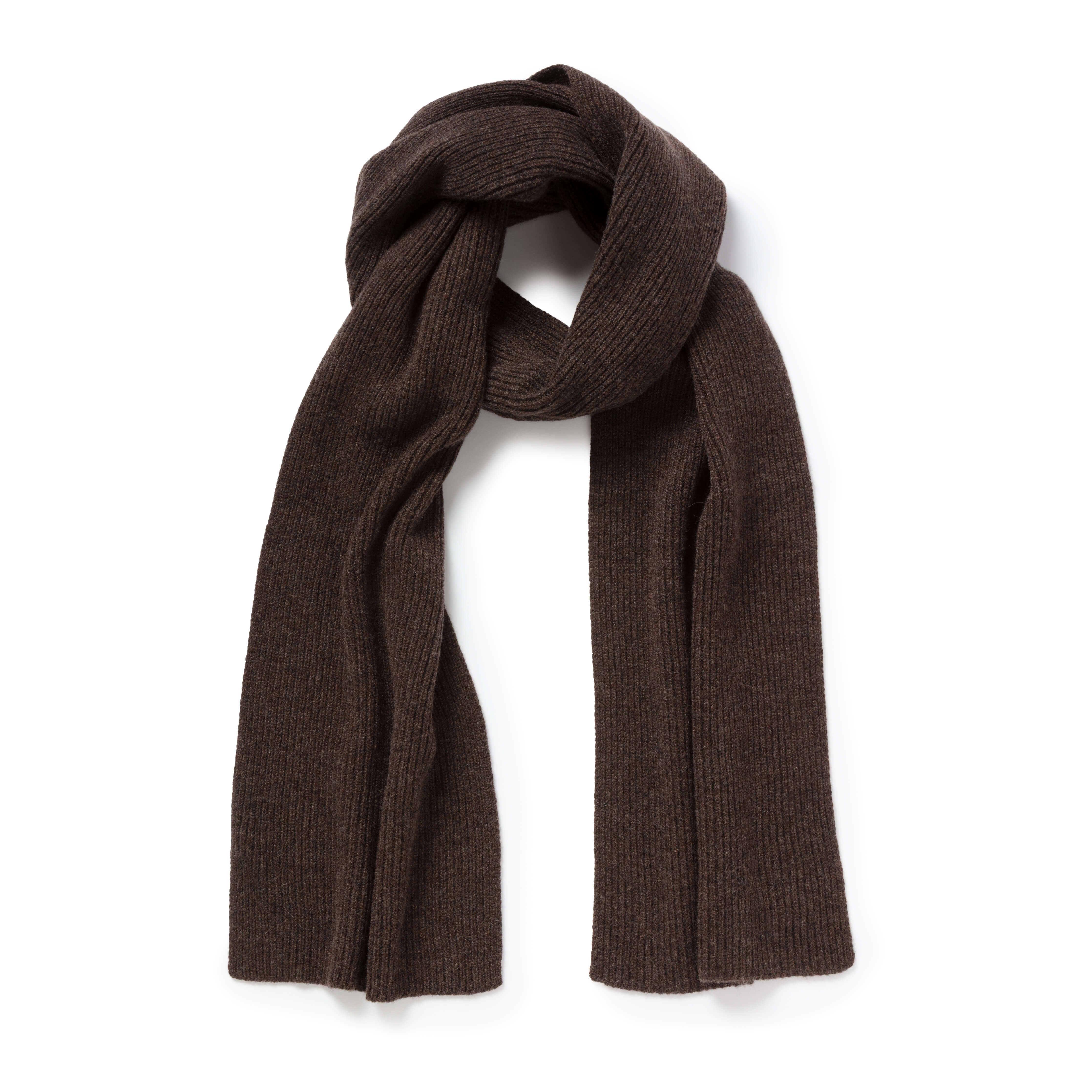 Chocolate Ribbed Cashmere Scarf