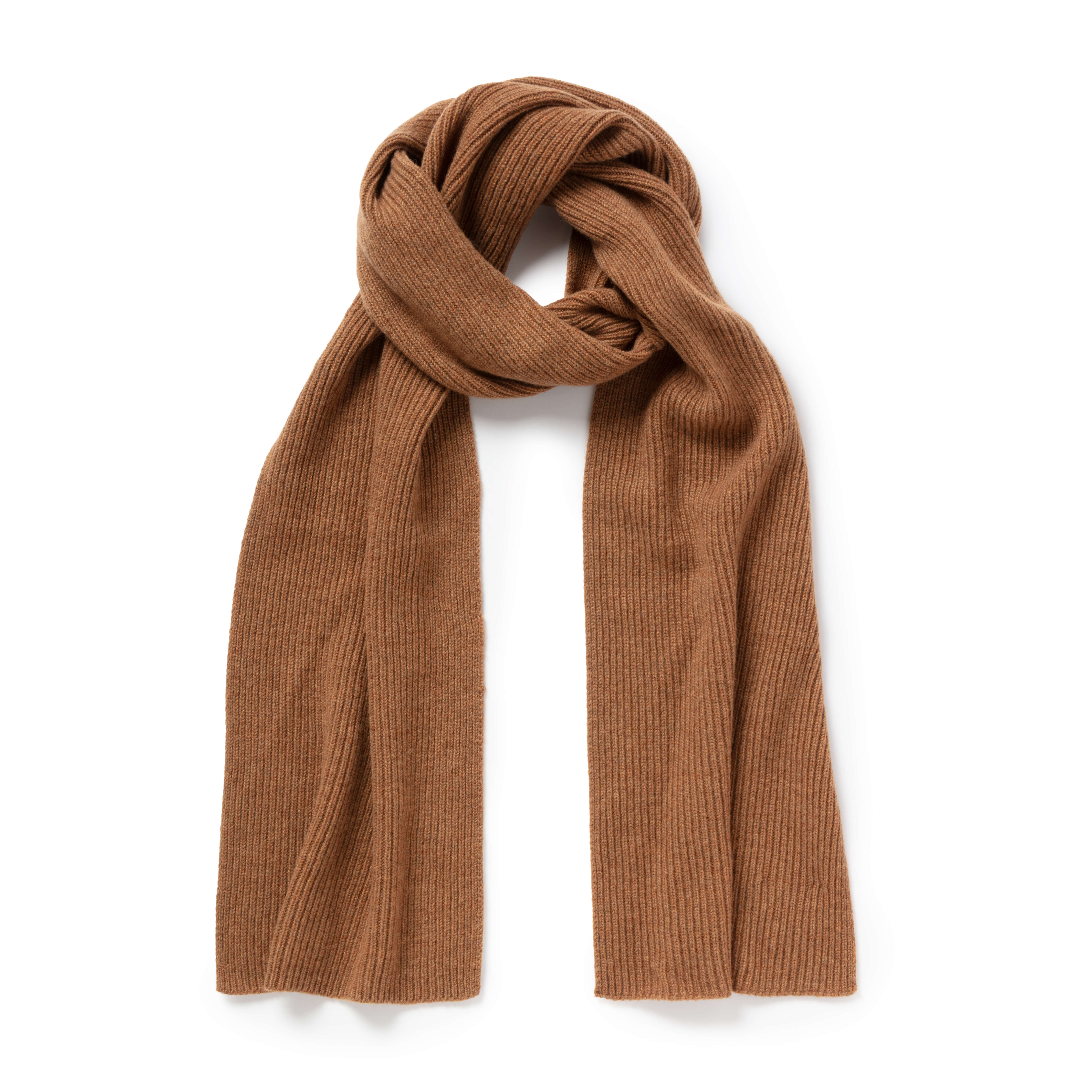 Cinnamon Ribbed Cashmere Scarf