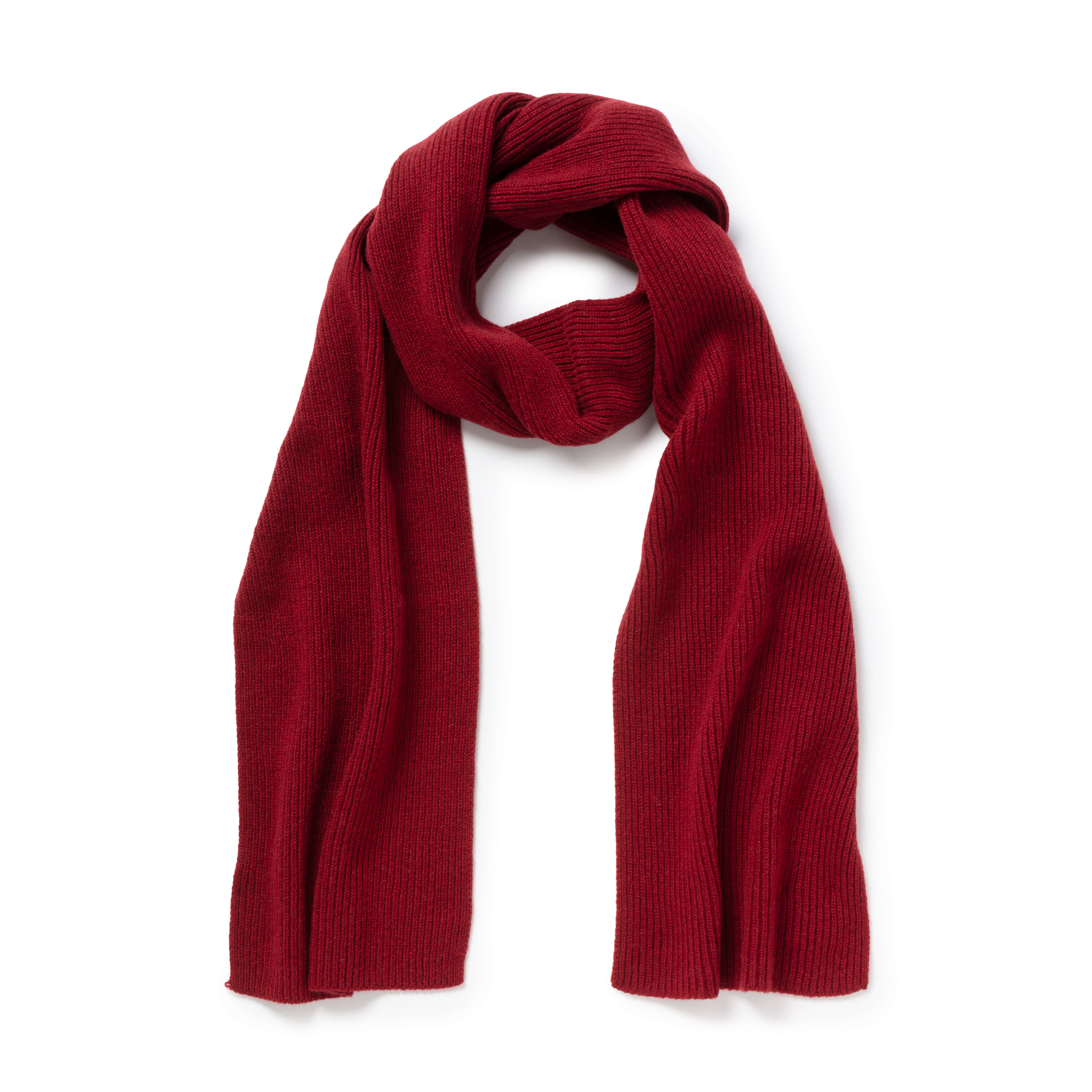 Claret Ribbed Cashmere Scarf