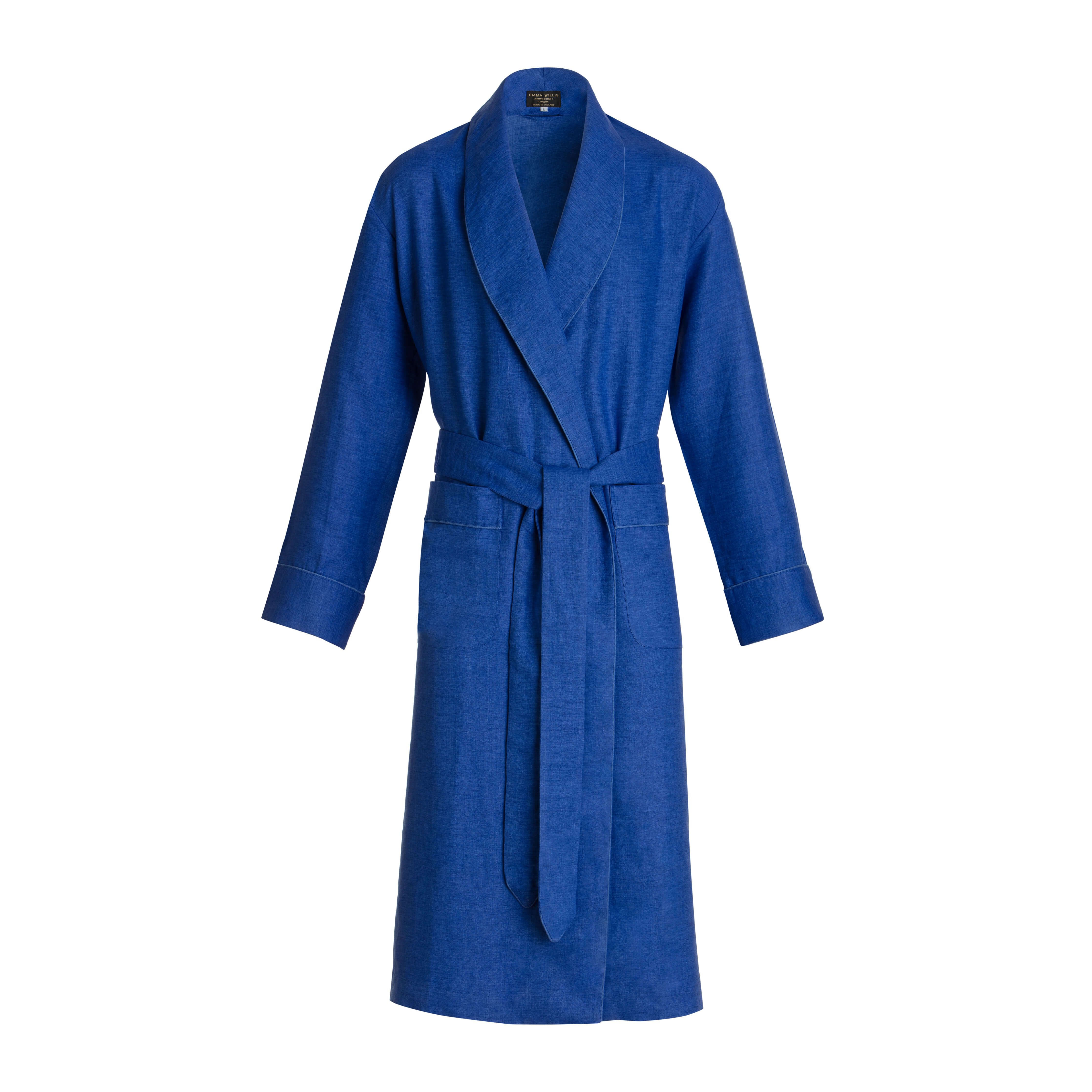 Cobalt Linen Dressing Gown - New