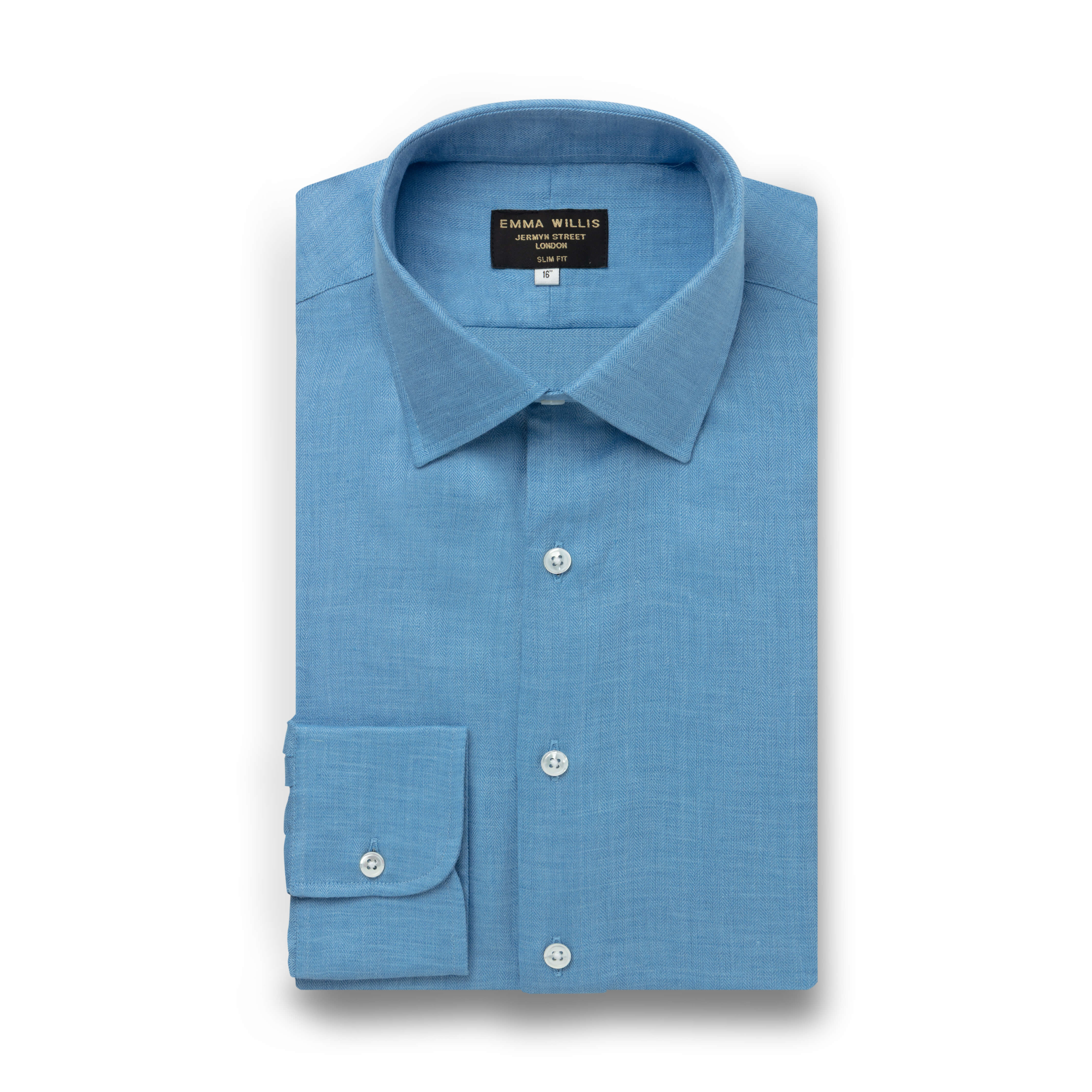 Cornflower Herringbone Linen Shirt - New