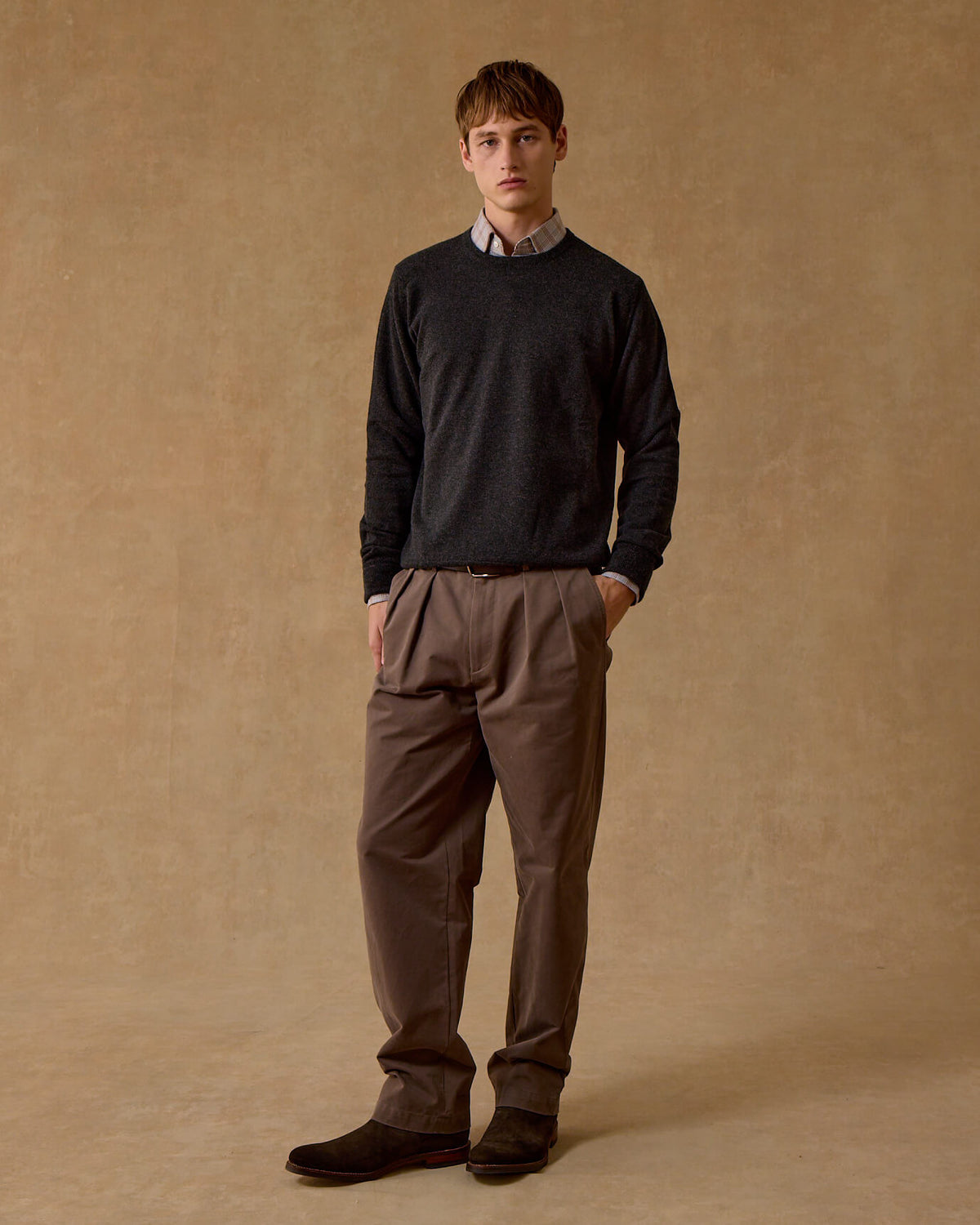 Charcoal Cashmere Crew