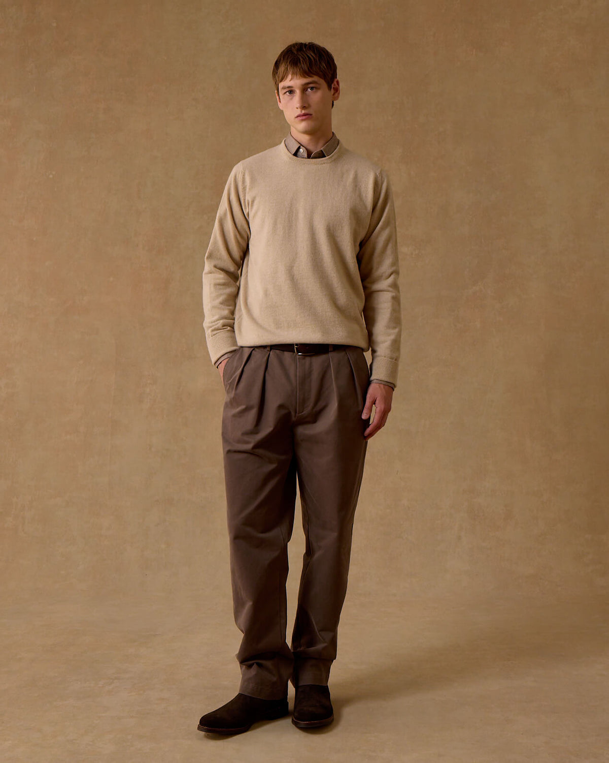 Stone Cashmere Crew