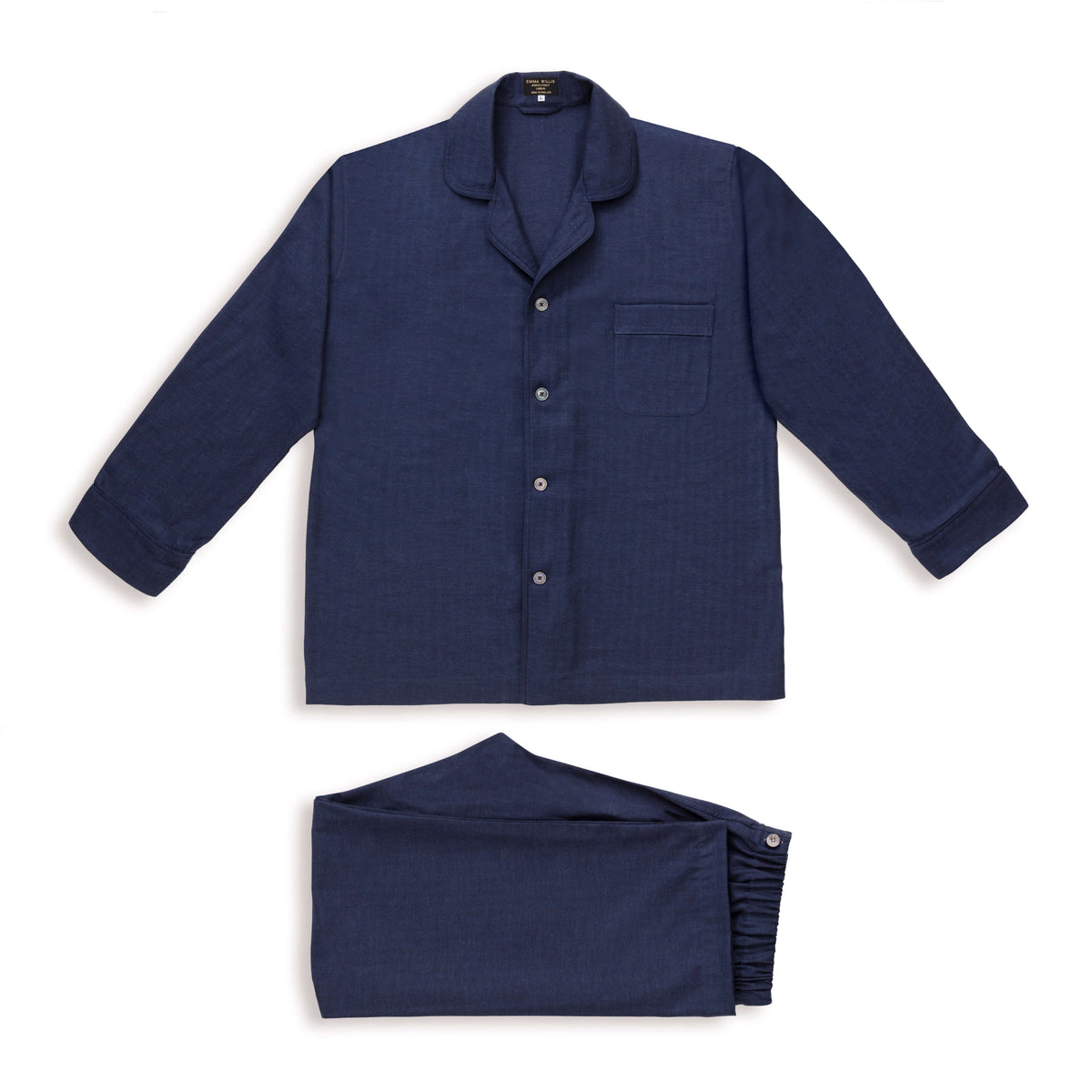 Denim Herringbone Wool Cotton Blend Pyjamas - New