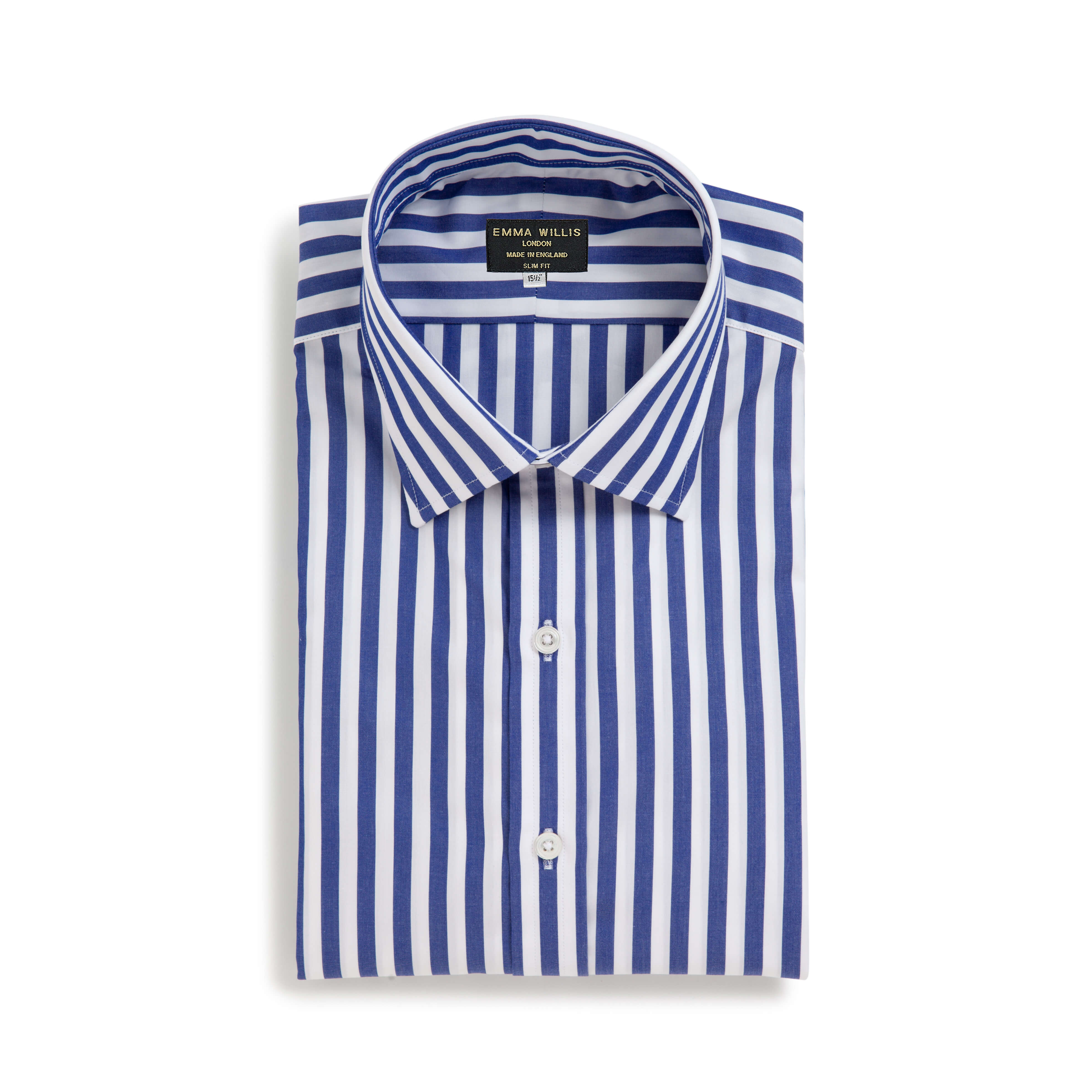 Navy Butcher Stripe Cotton Shirt