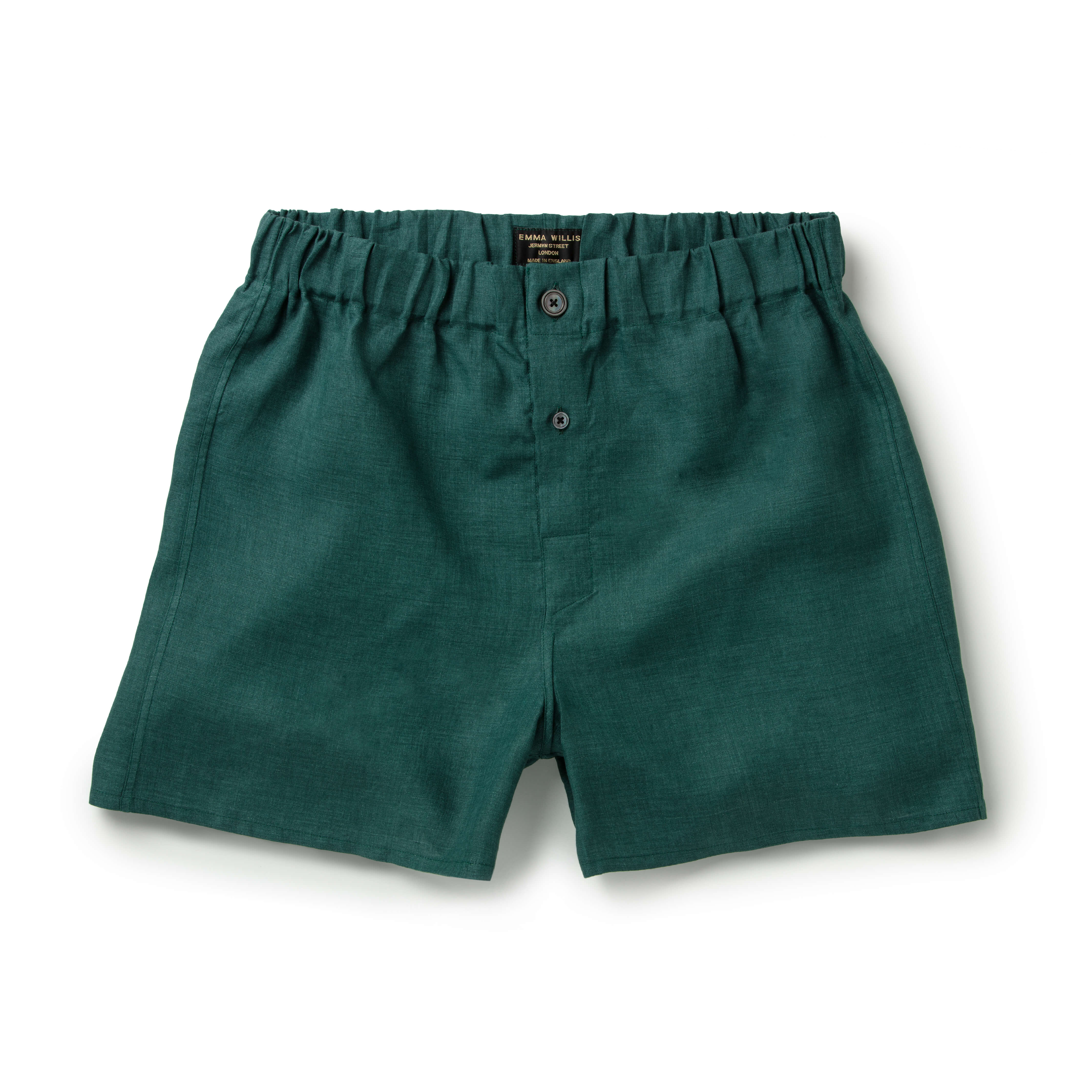 Emerald Linen Slim Fit Boxer Shorts - New
