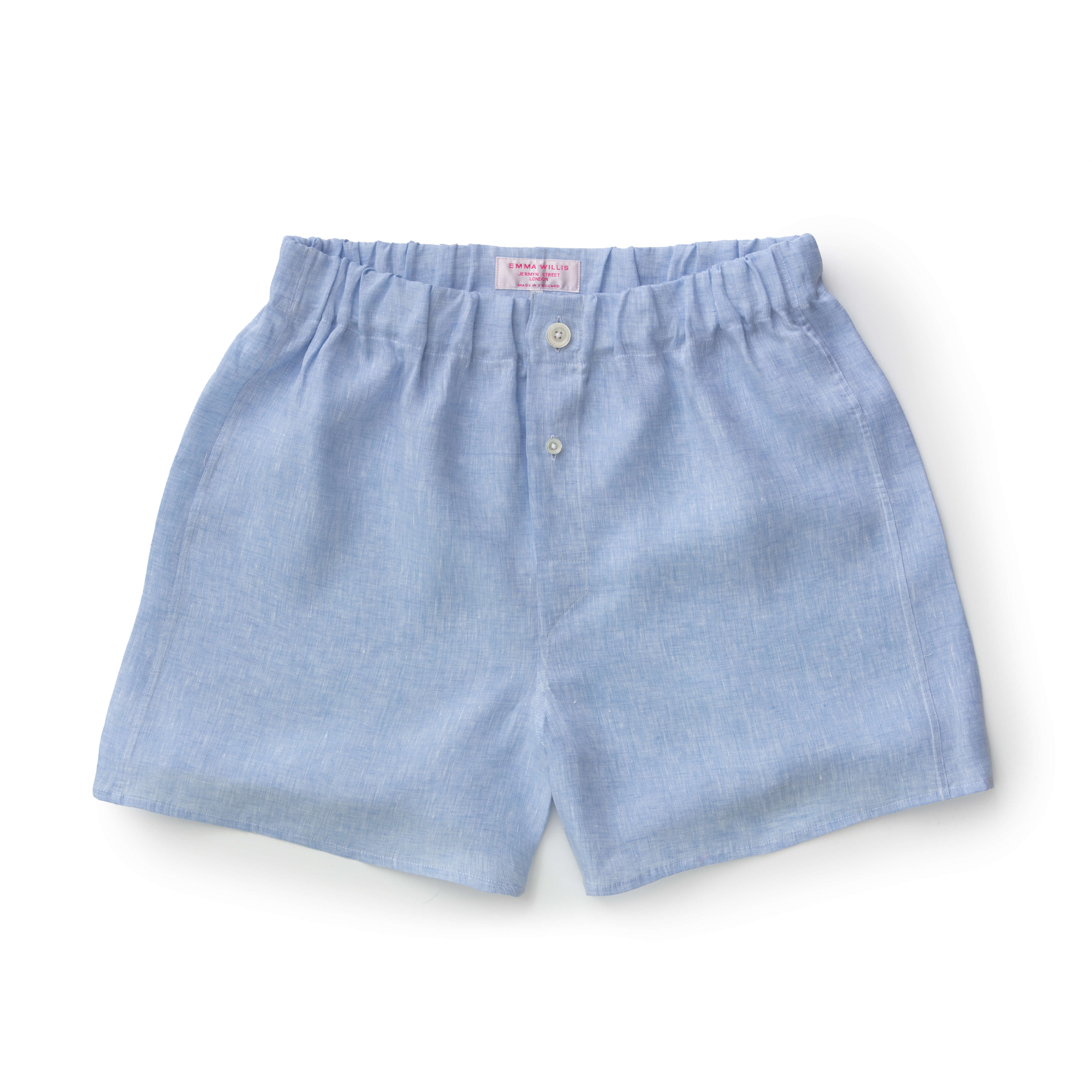Blue Linen Boxer Shorts - New