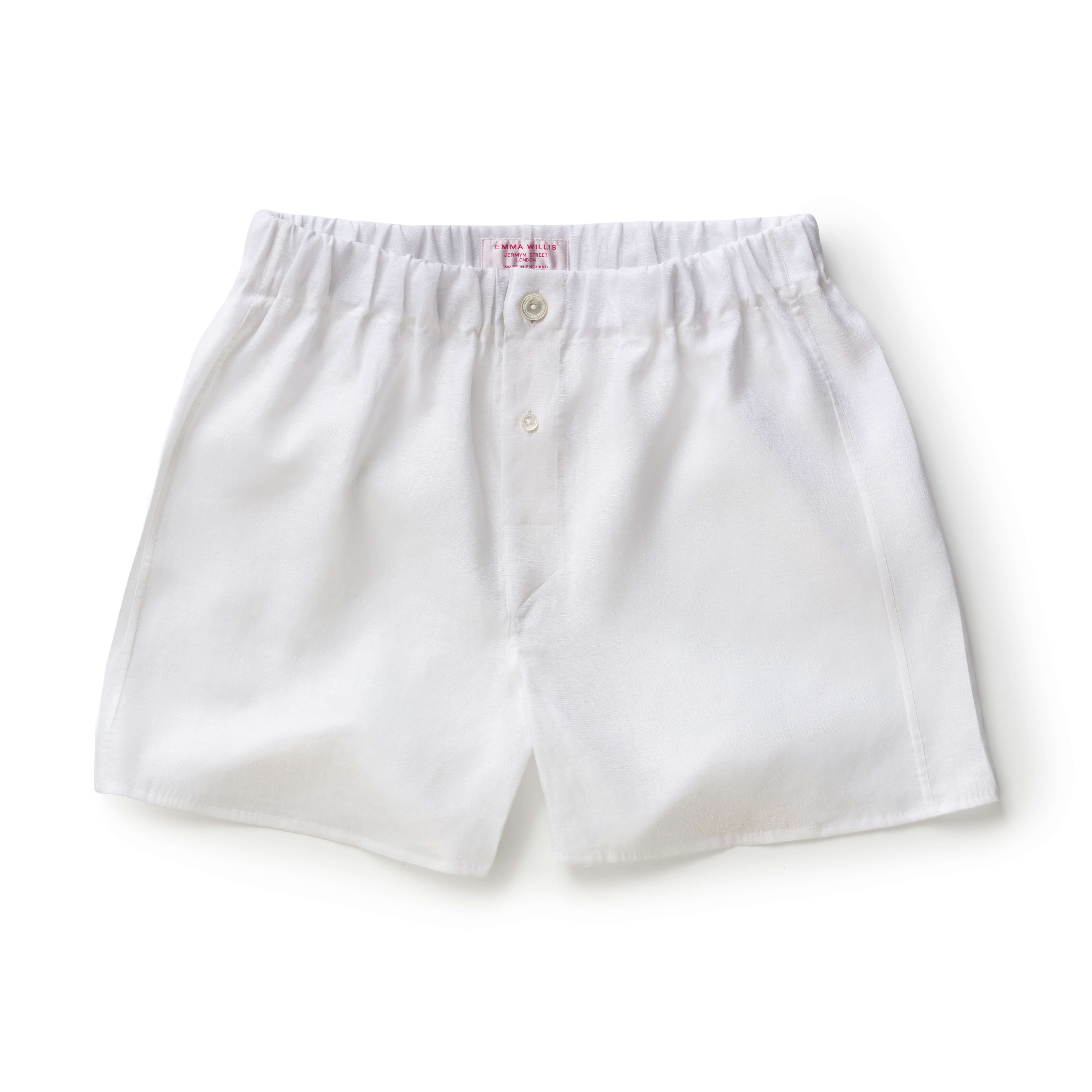 White Linen Boxer Shorts - New