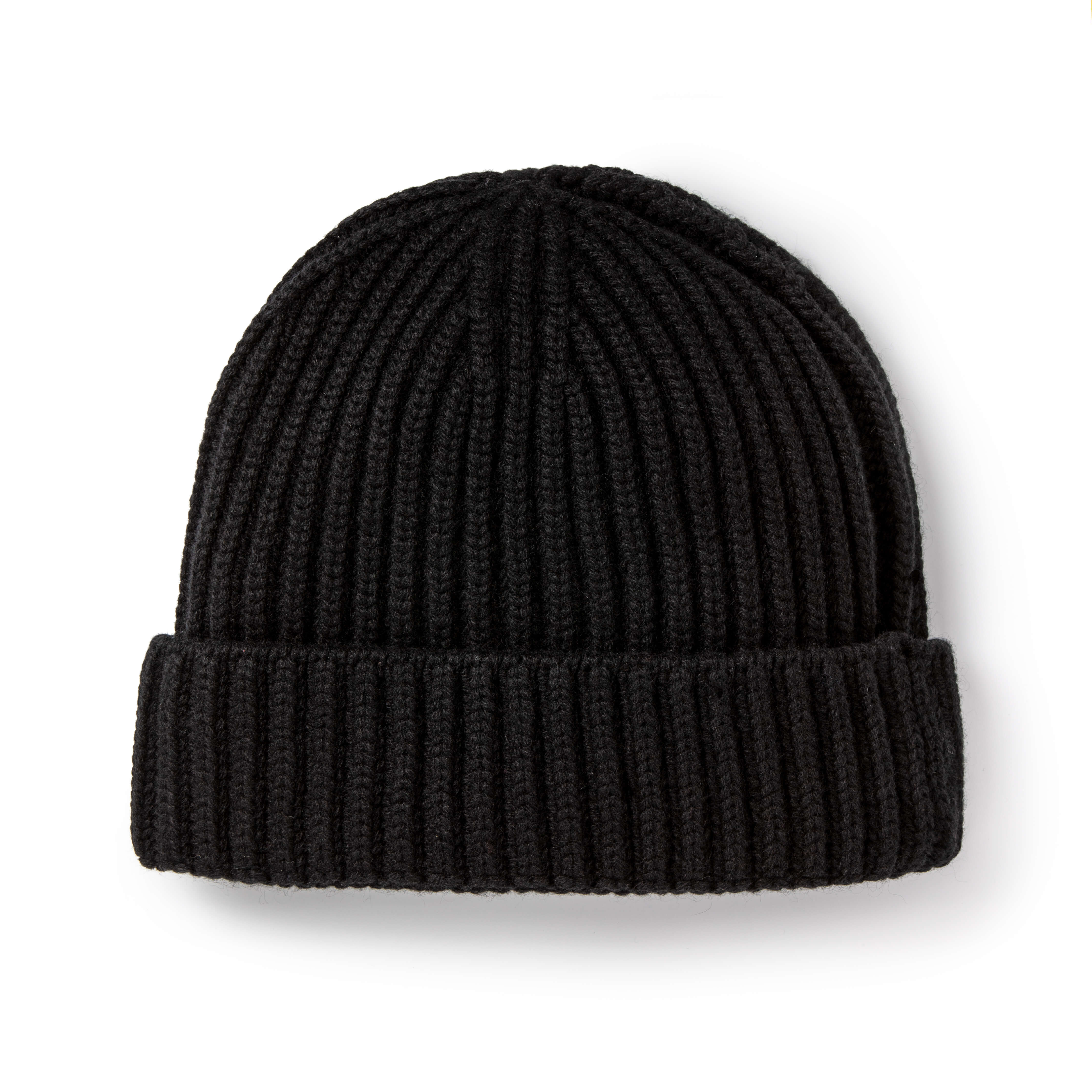 Black Ribbed Cashmere Beanie - New