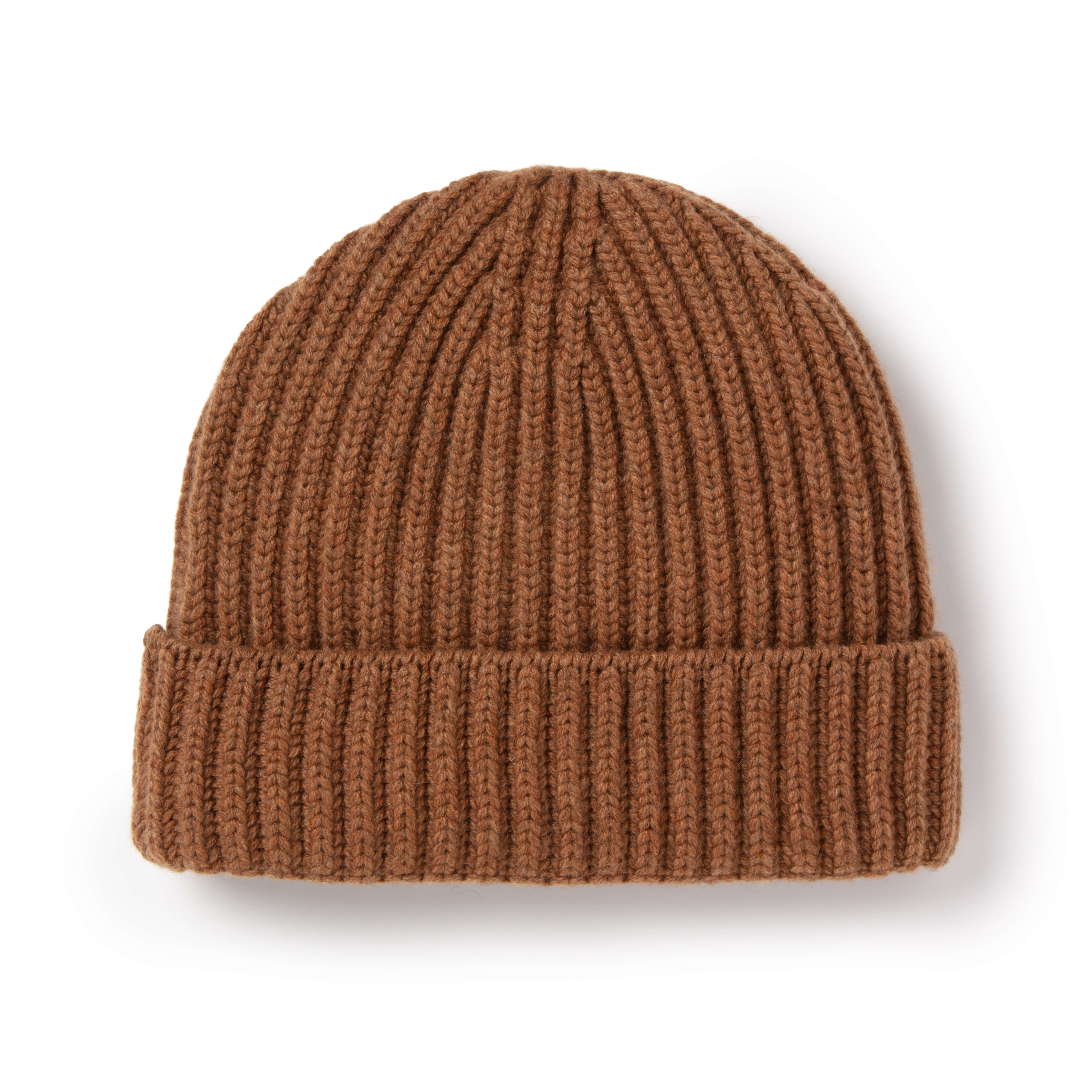 Cinnamon Ribbed Cashmere Beanie - New