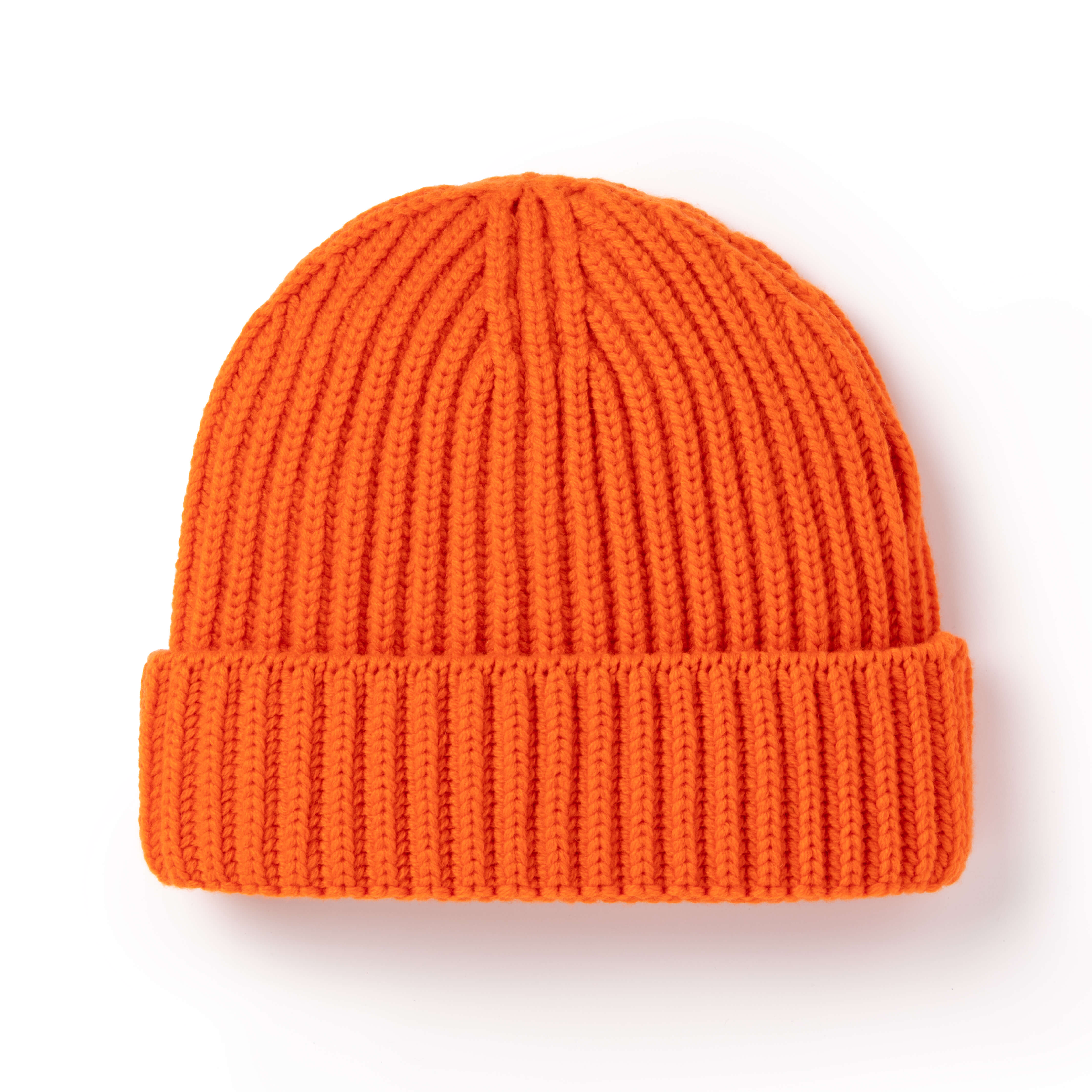 Orange Ribbed Cashmere Beanie - New