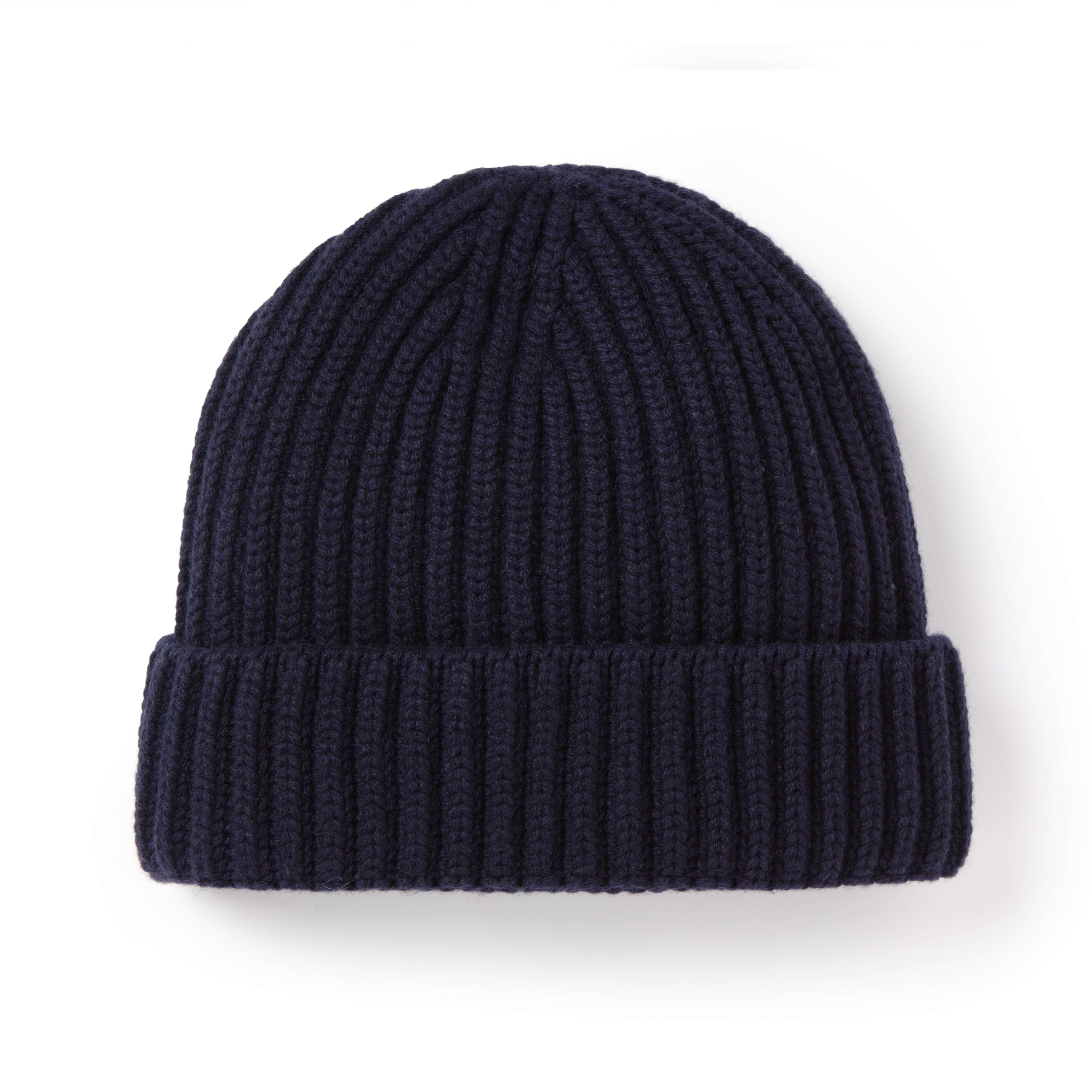 Midnight Ribbed Cashmere Beanie - New