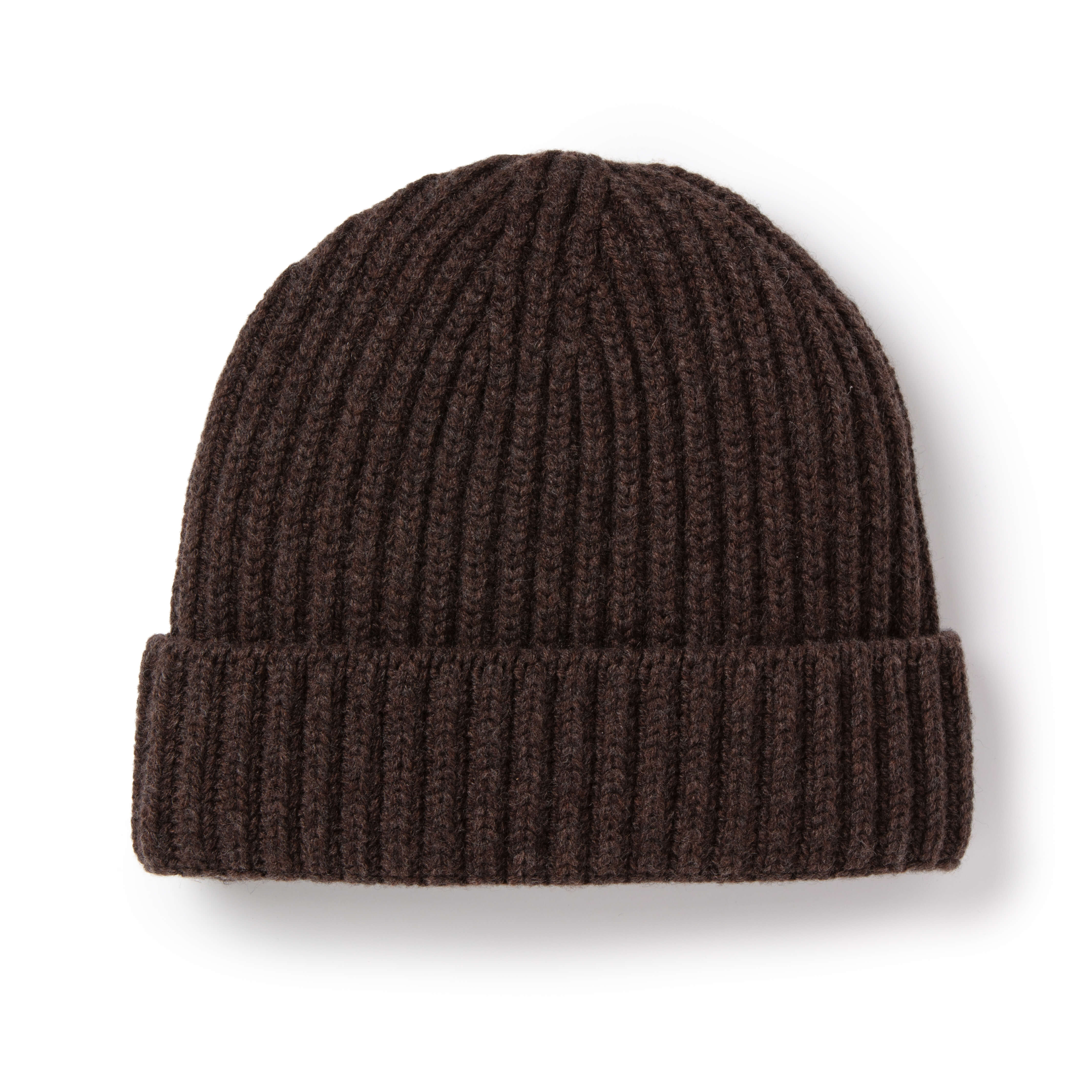 Chocolate Ribbed Cashmere Beanie - New
