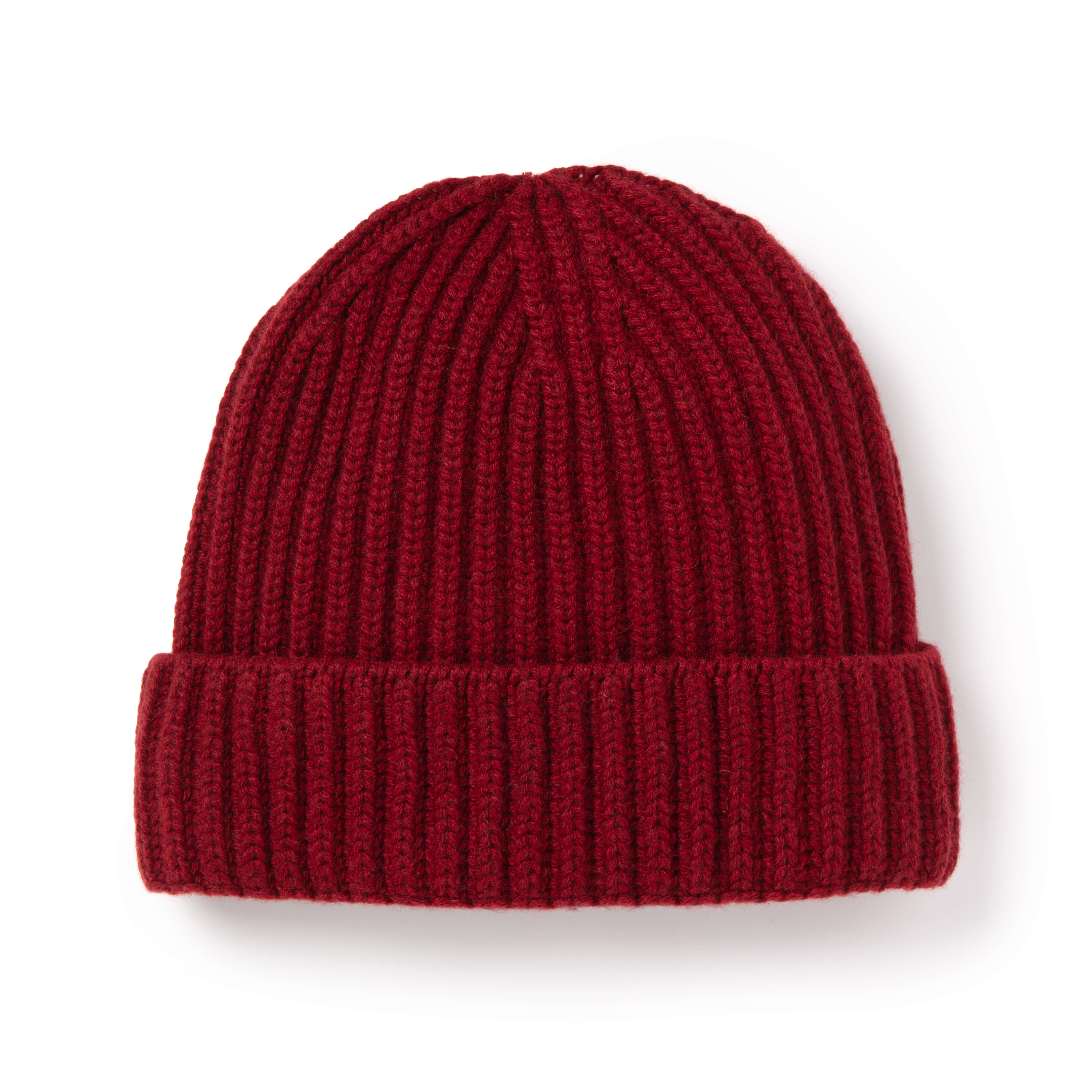 Claret Ribbed Cashmere Beanie - New