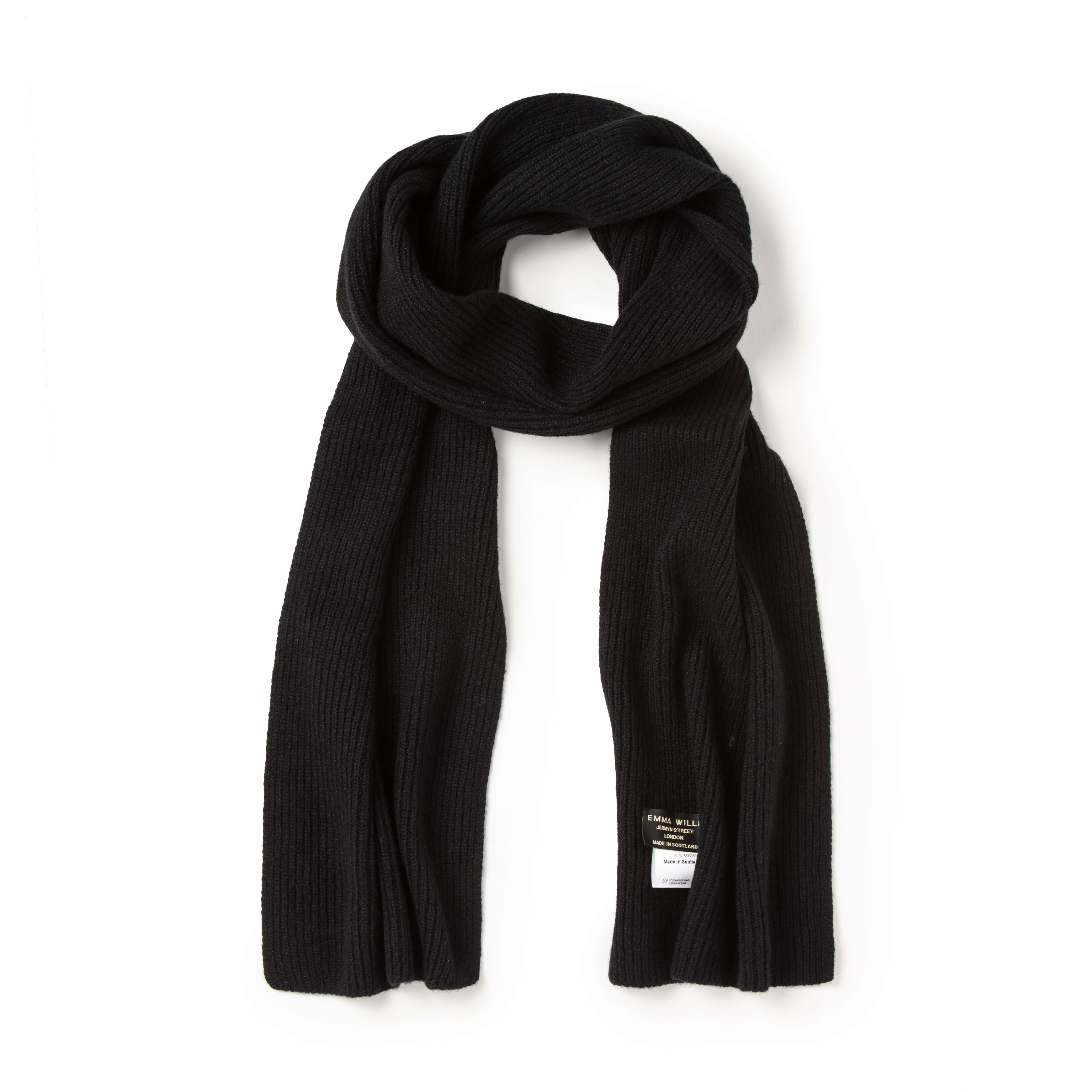 Black Ribbed Cashmere Scarf - New