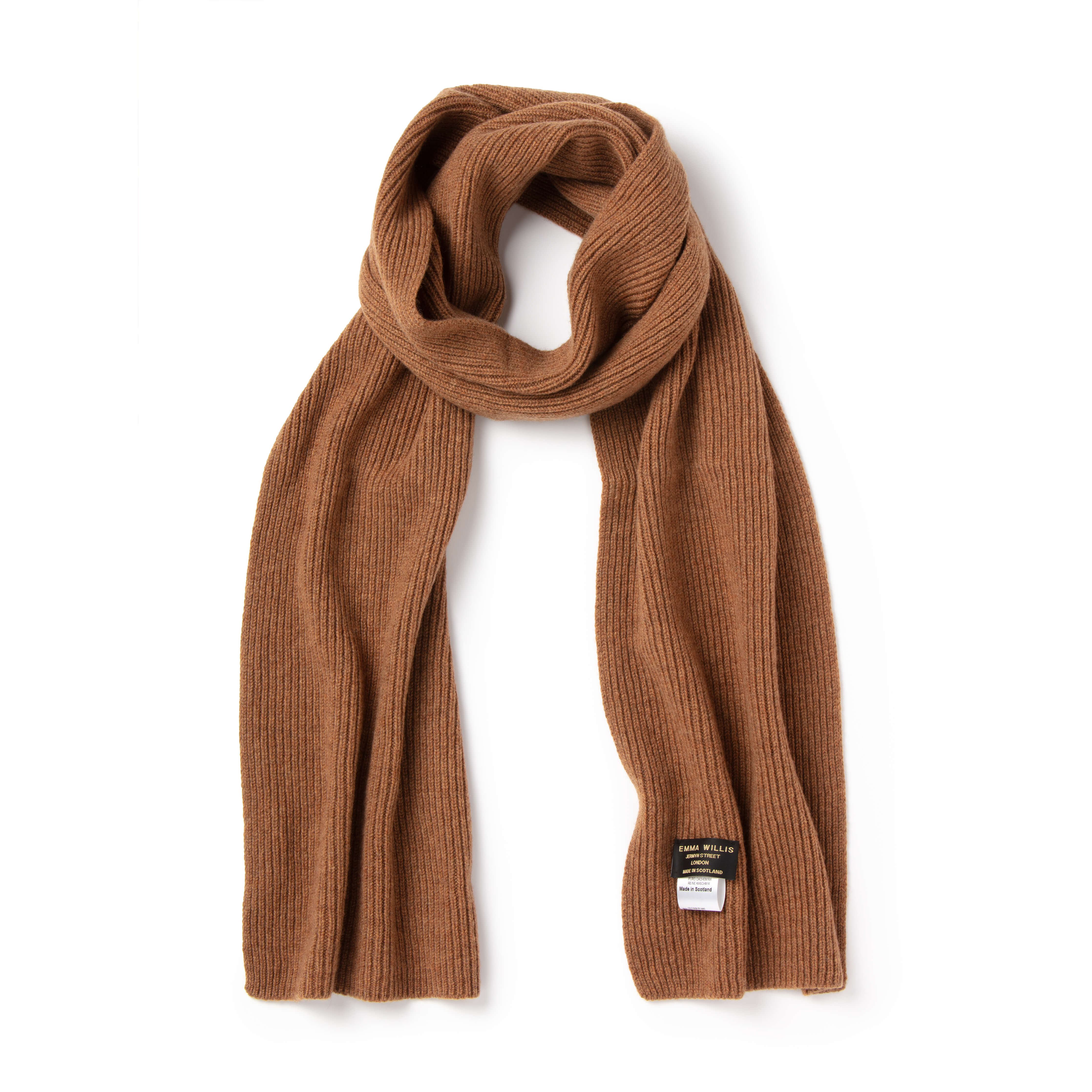 Cinnamon Ribbed Cashmere Scarf - New