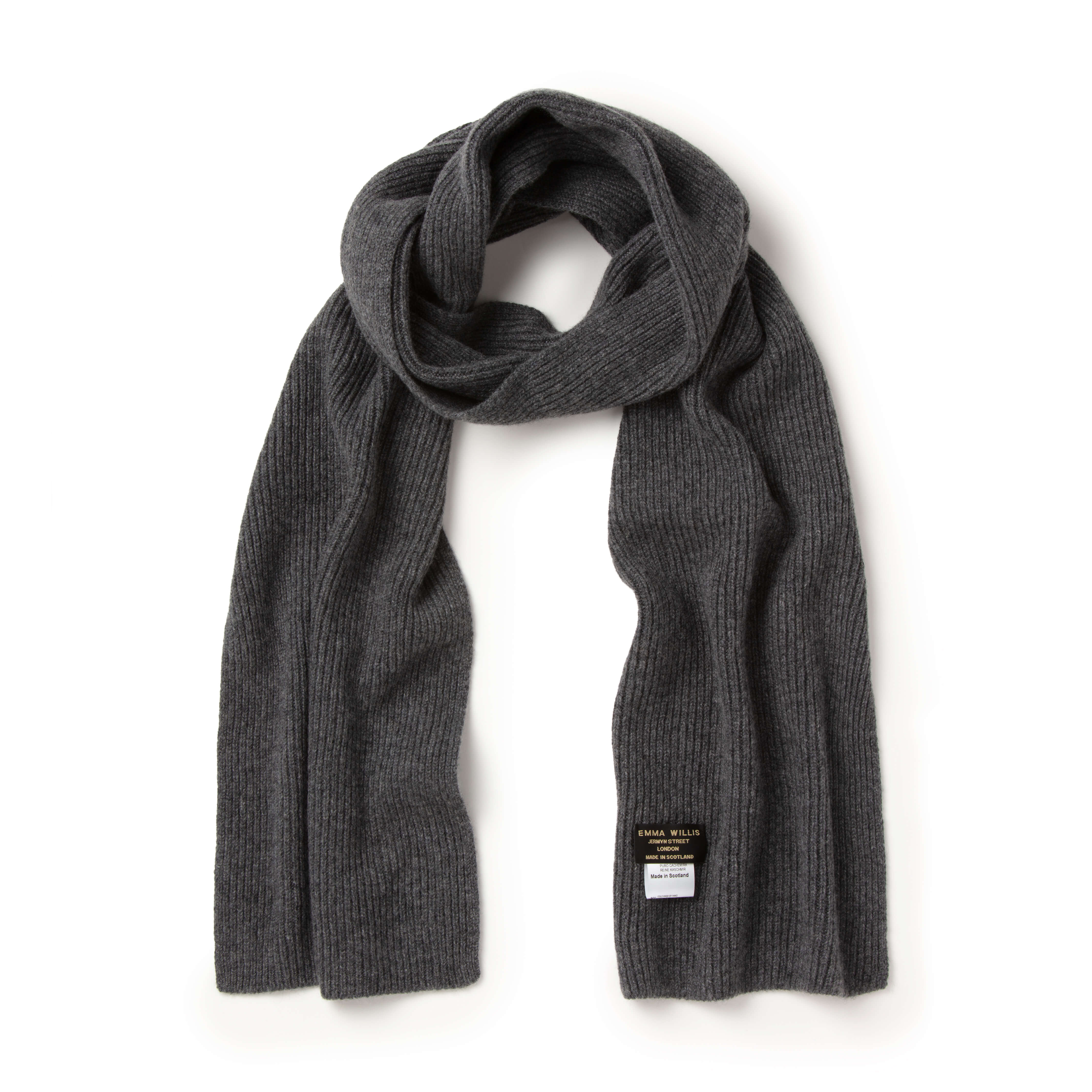 Smoke Ribbed Cashmere Scarf - New