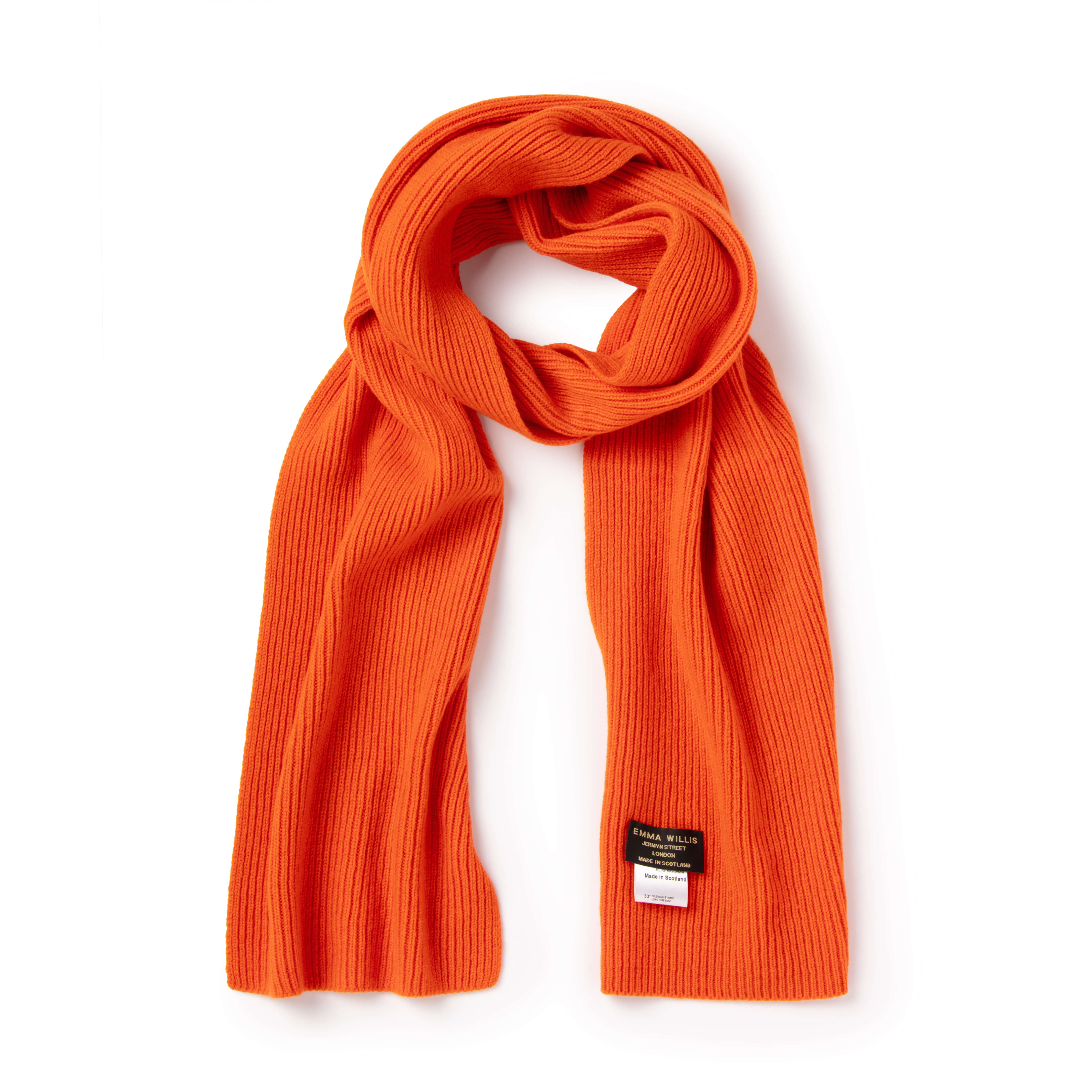 Orange Ribbed Cashmere Scarf - New