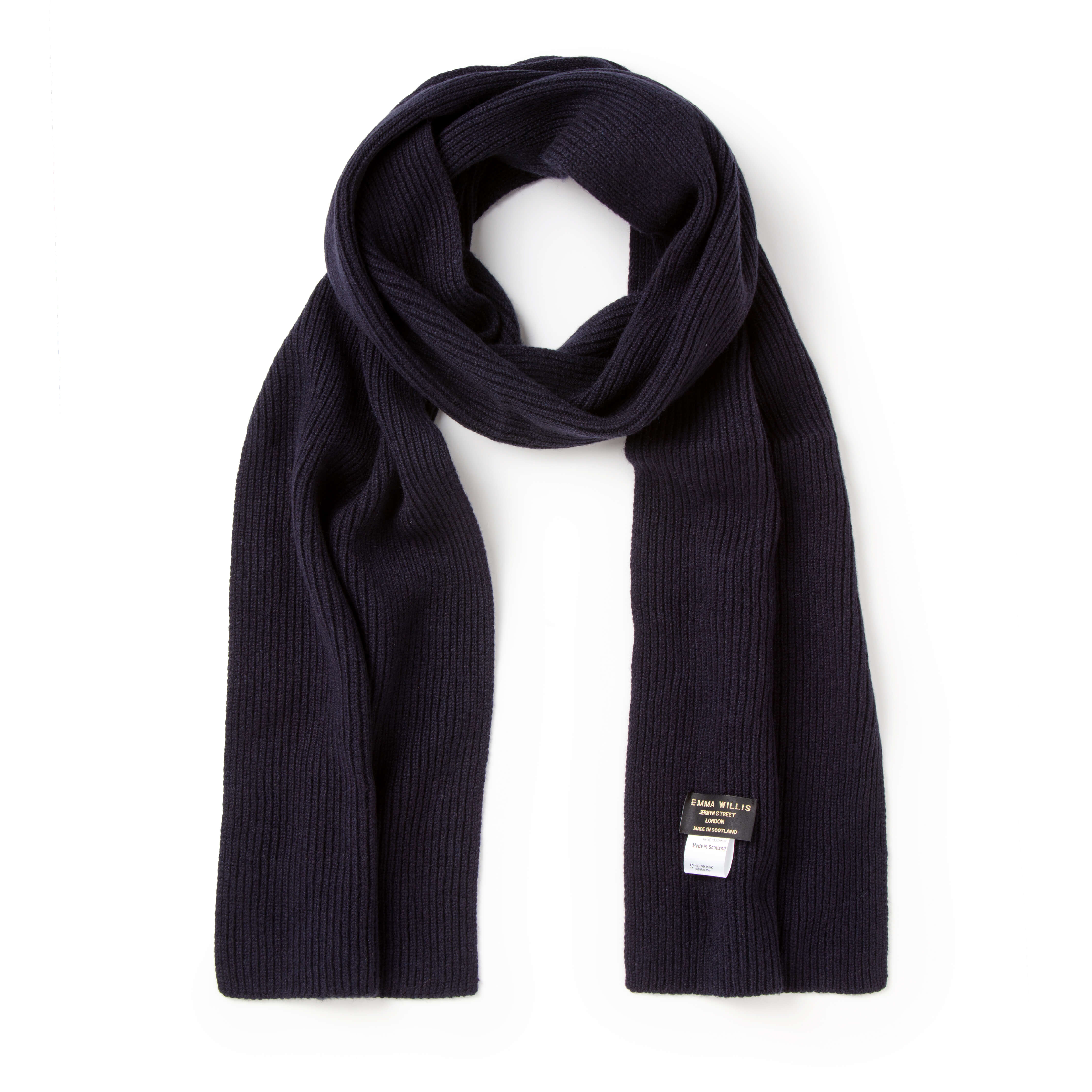 Midnight Ribbed Cashmere Scarf - New