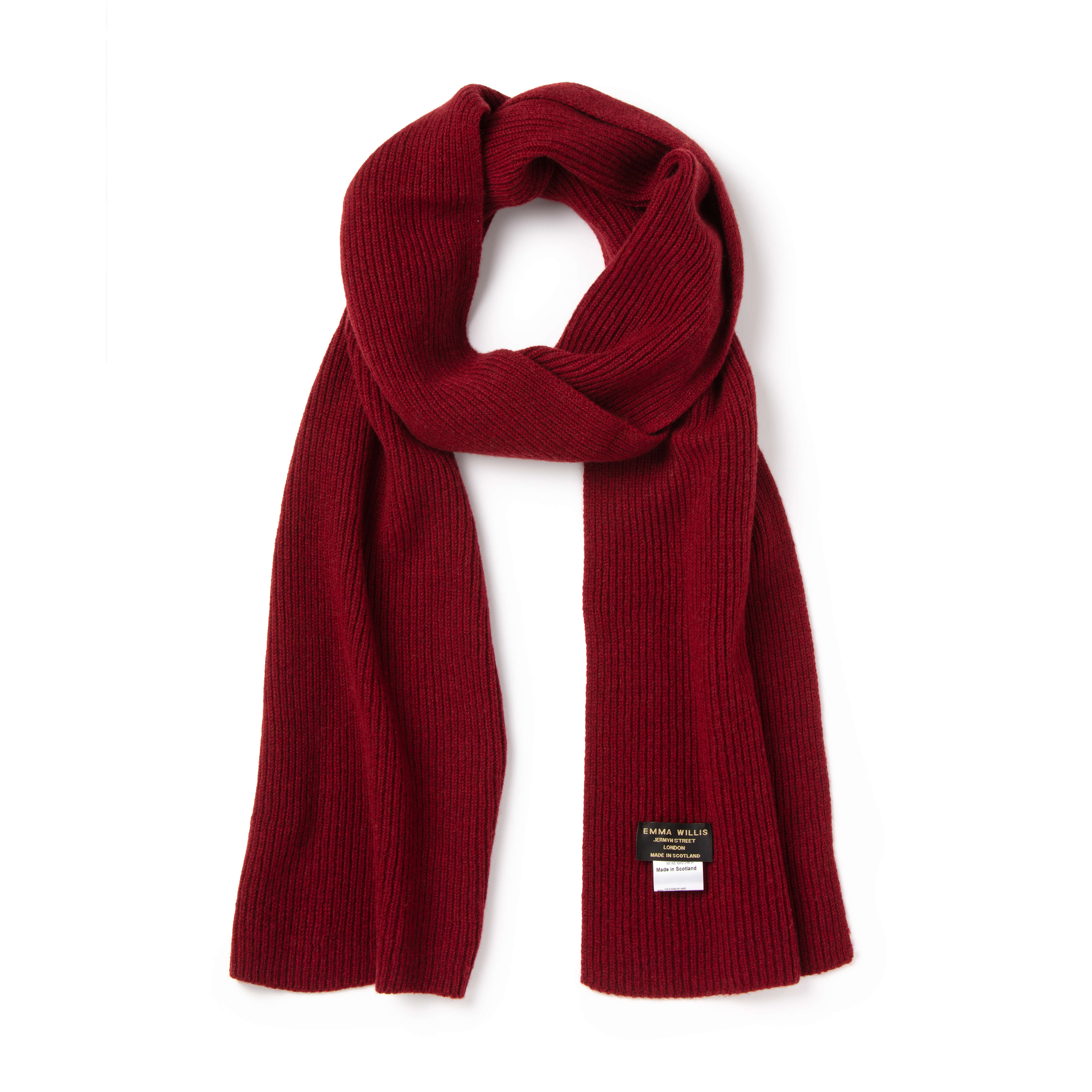 Claret Ribbed Cashmere Scarf - New