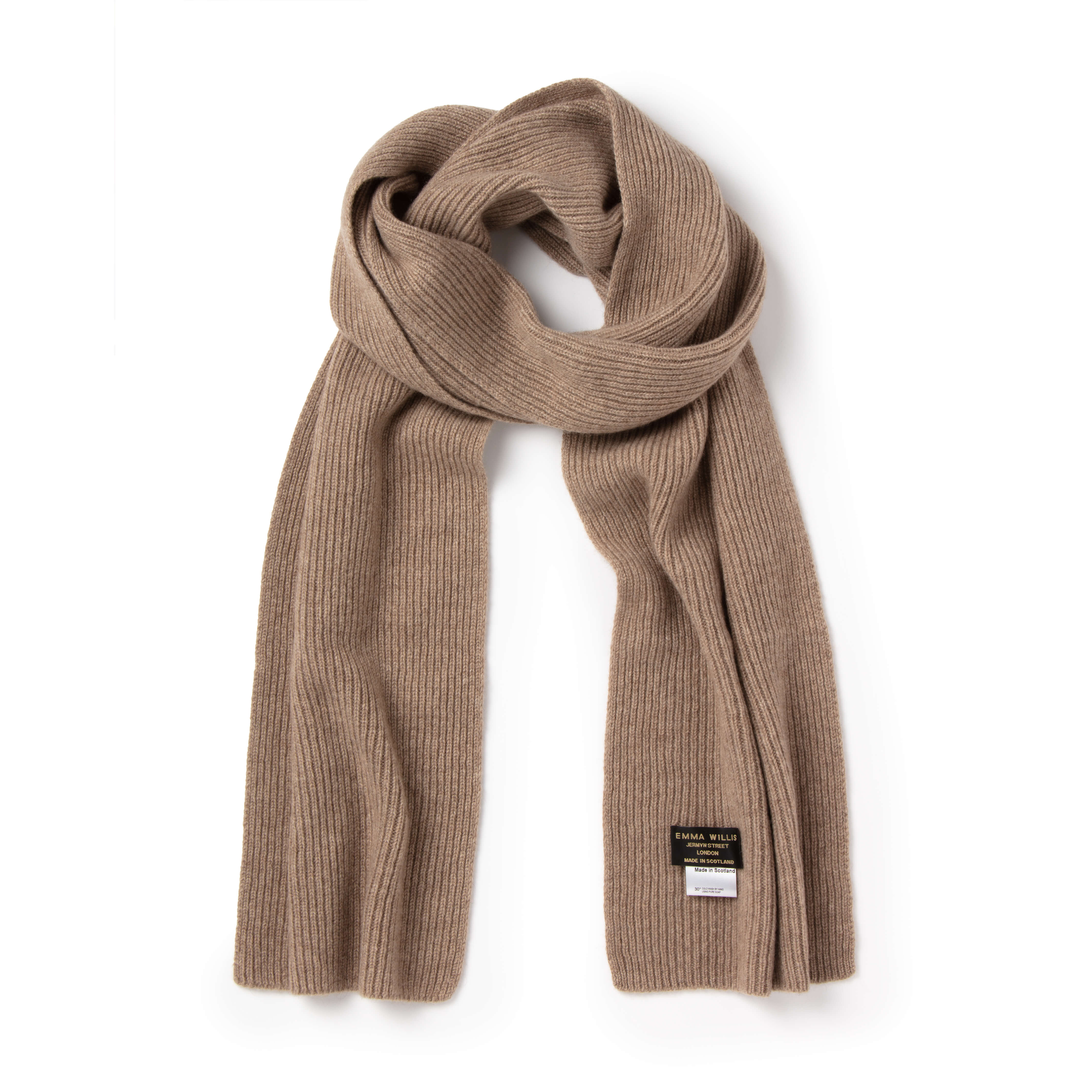 Mushroom Ribbed Cashmere Scarf - New