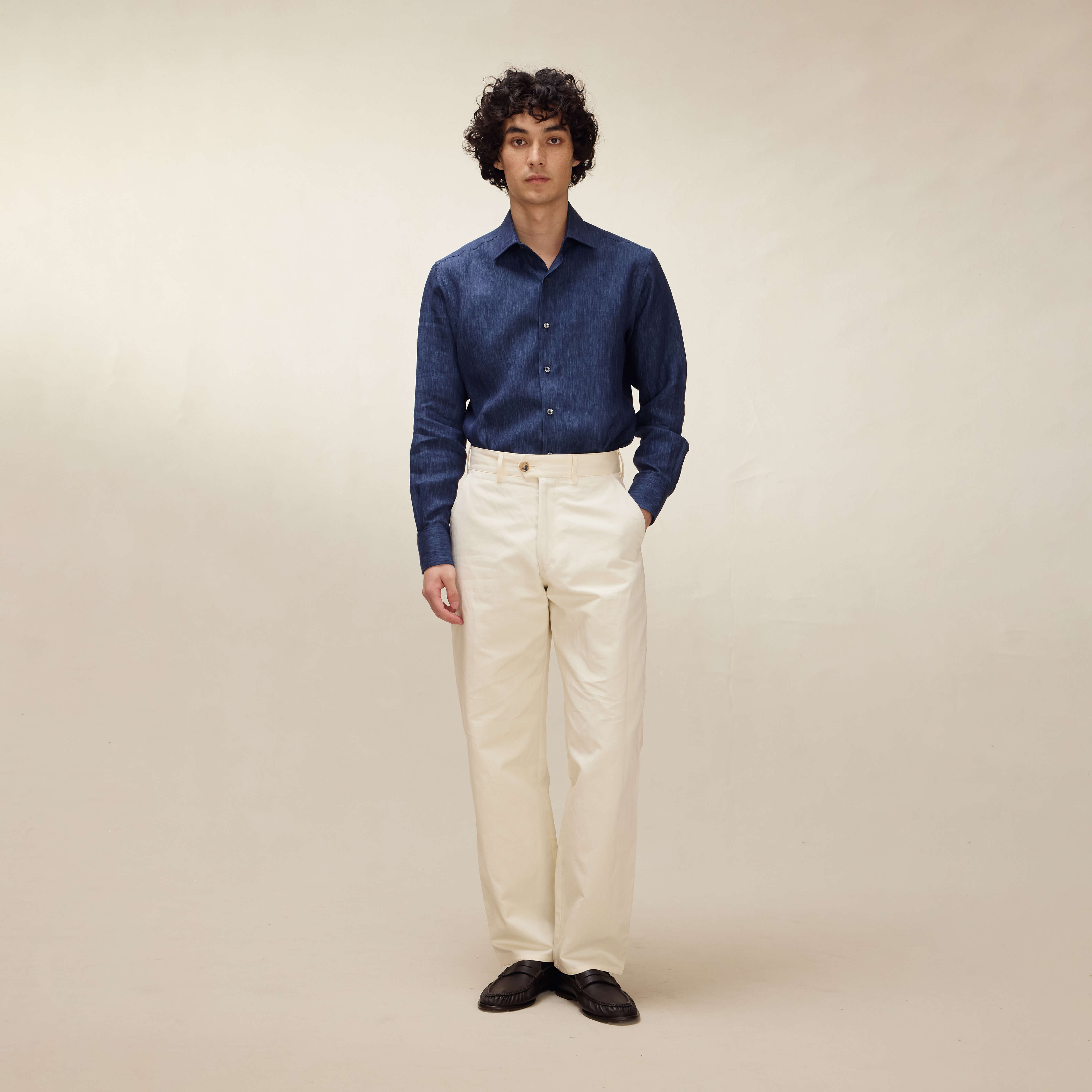 Ink Denim Twill Linen Shirt - New