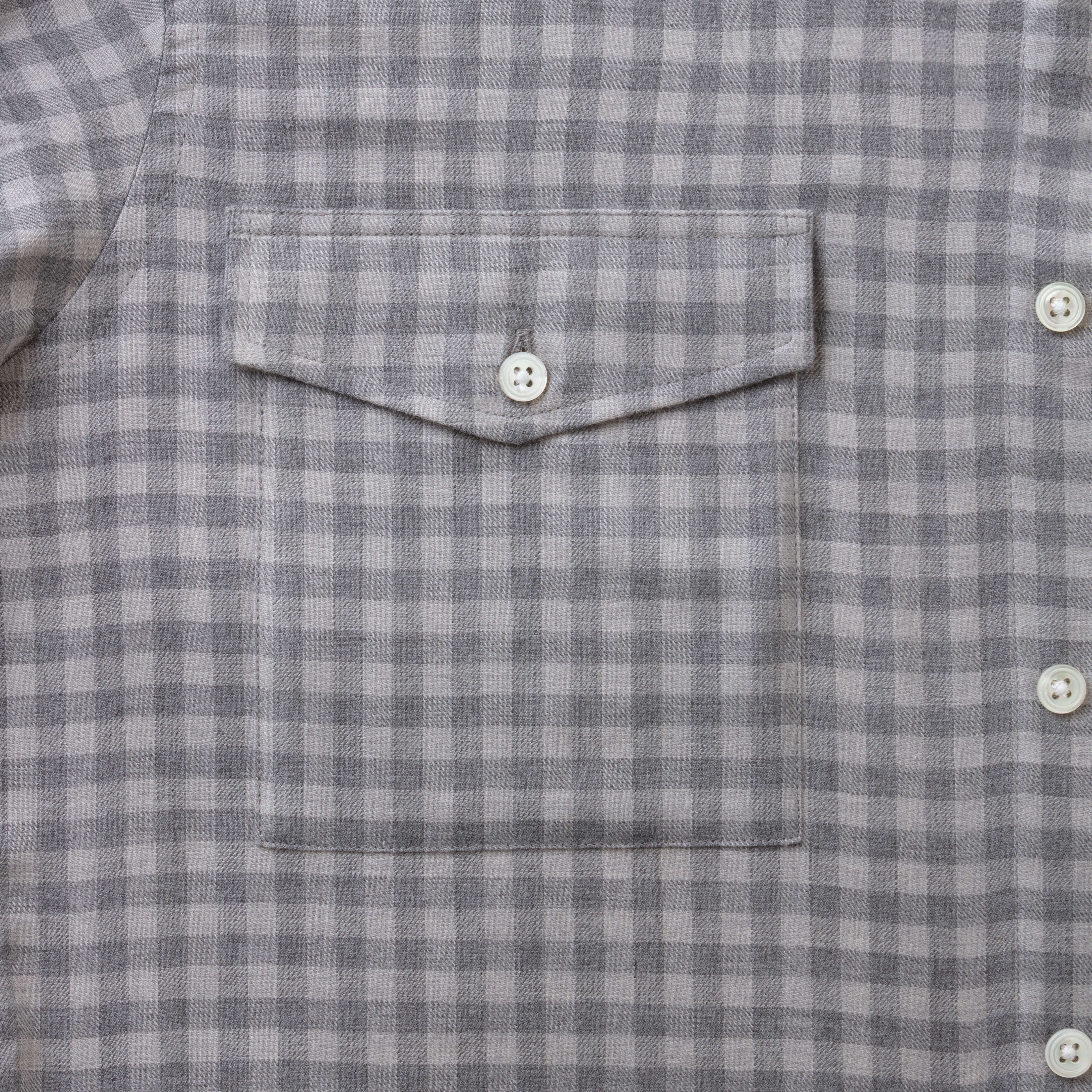 Pale Grey Gingham Wool Cotton Blend Over Shirt - New