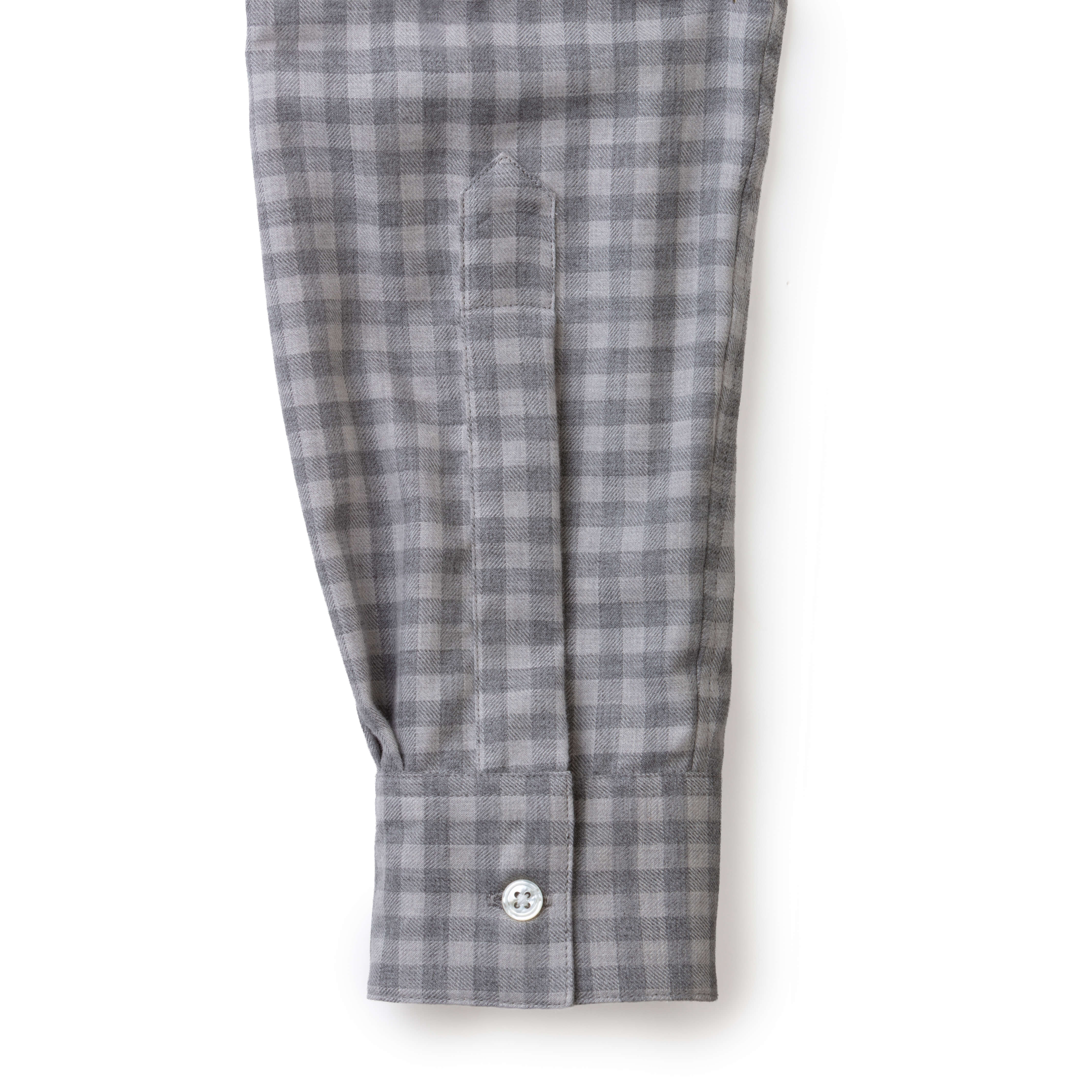 Pale Grey Gingham Wool Cotton Blend Over Shirt - New