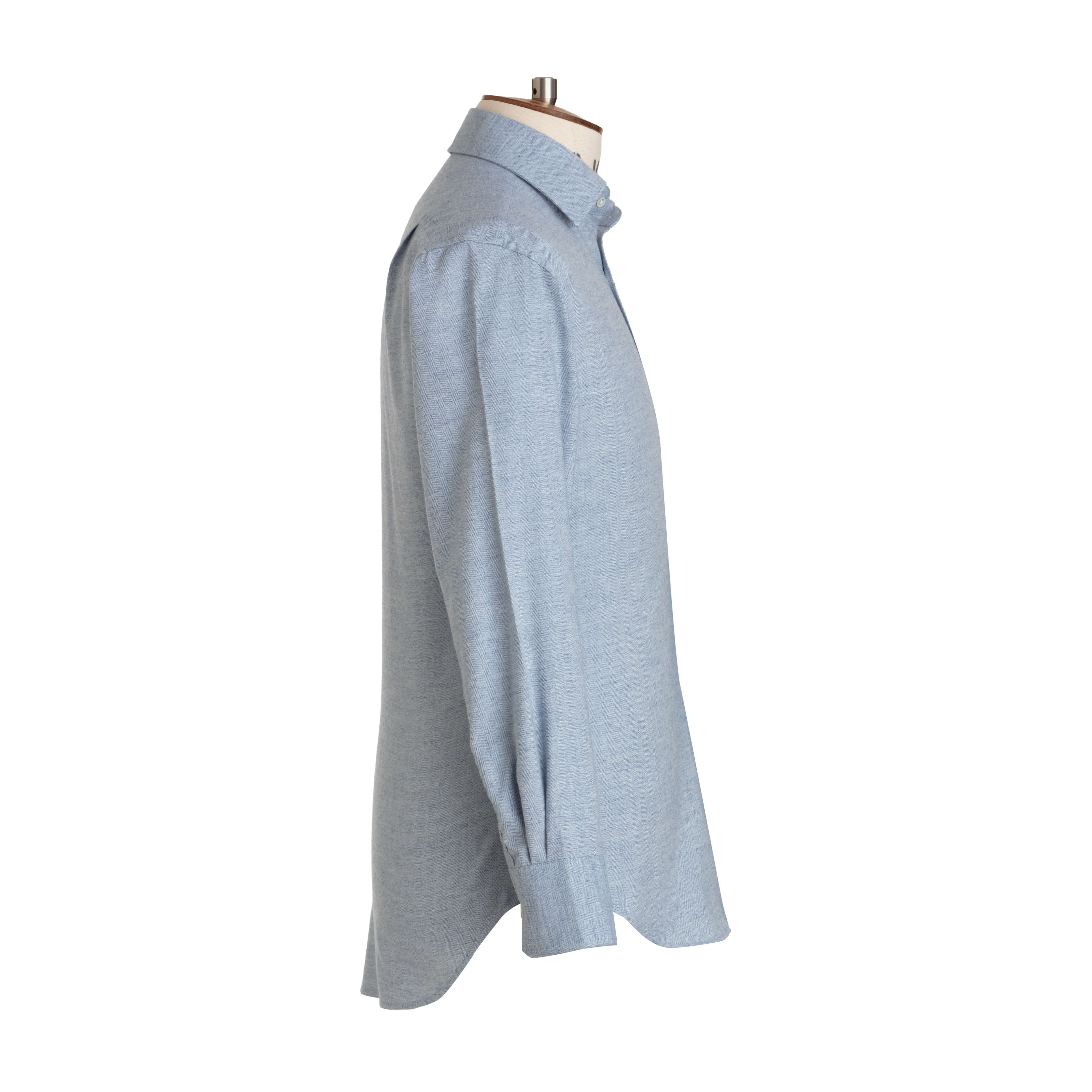 Sky Herringbone Wool Cotton Blend Shirt - New