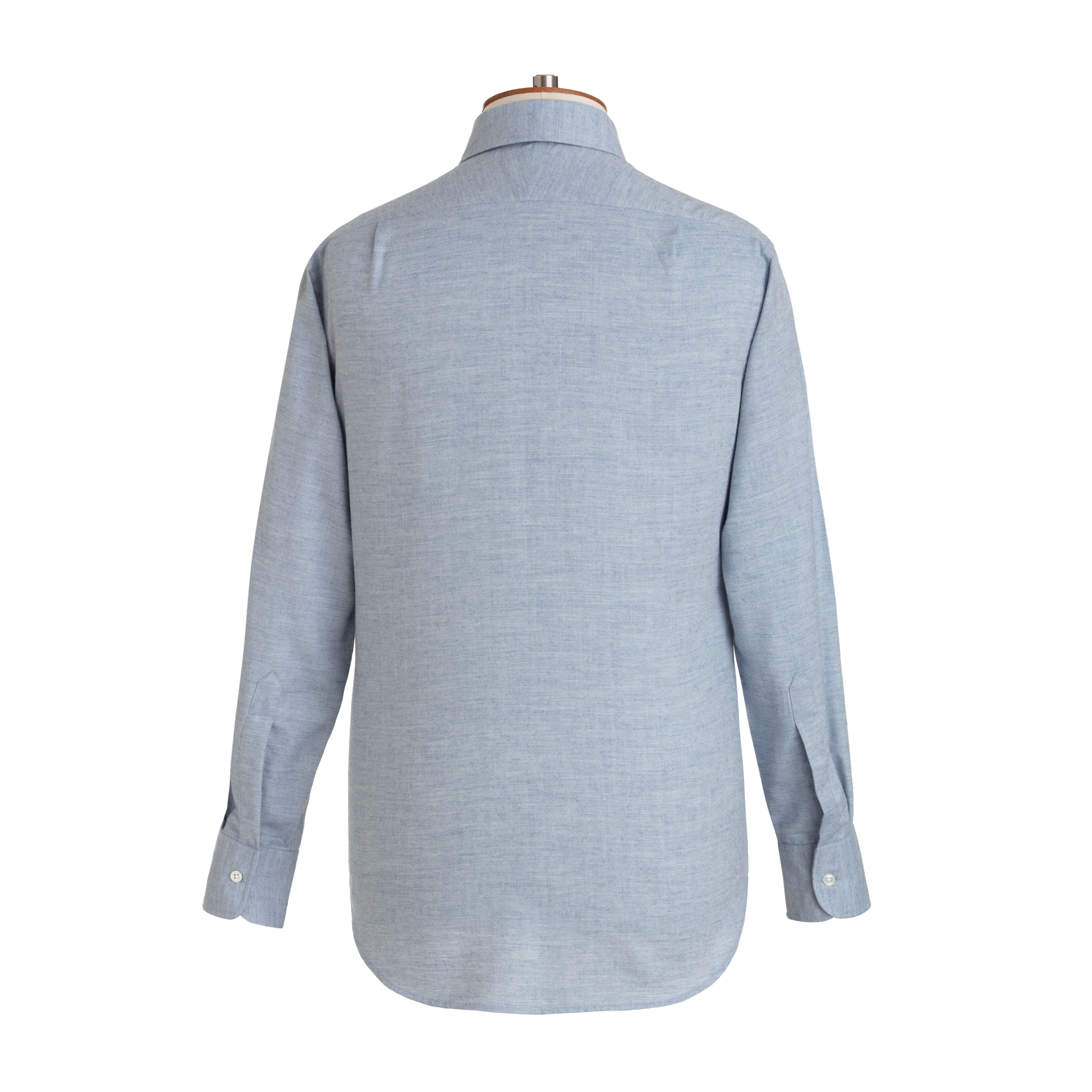 Sky Herringbone Wool Cotton Blend Shirt - New