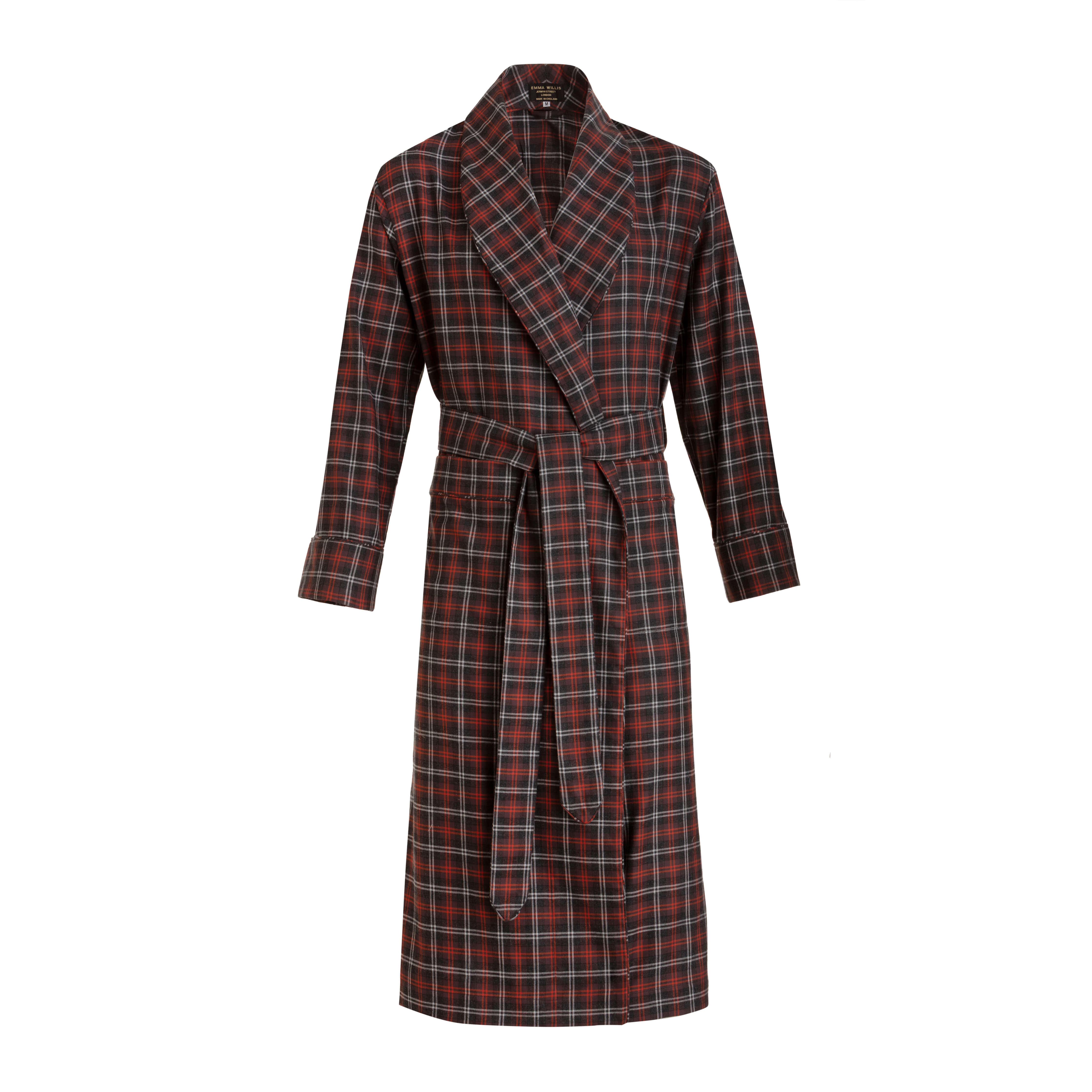 Ruby/Chocolate Tartan Brushed Cotton Dressing Gown - New