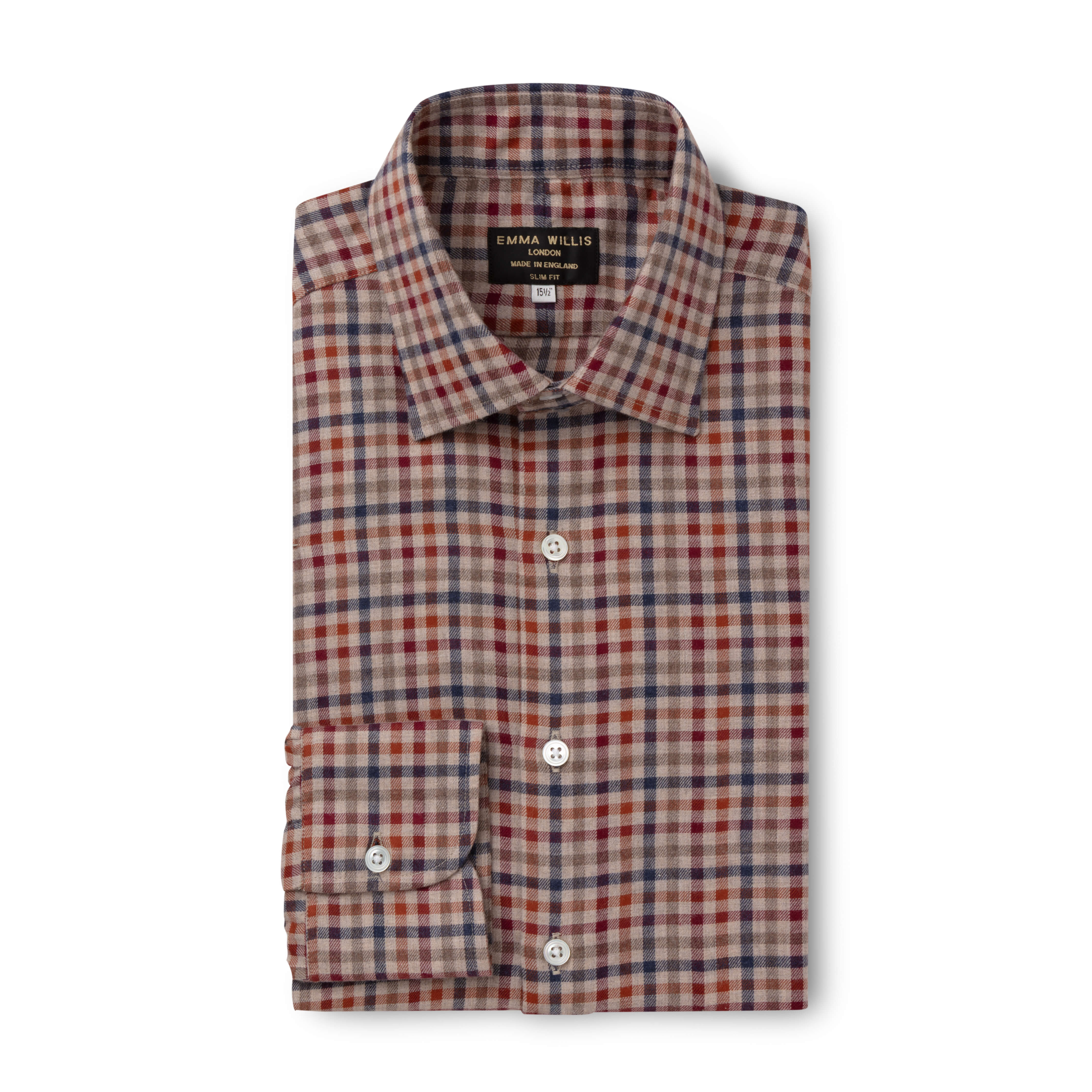 Rust/Blue Gingham Brushed Cotton Shirt - New