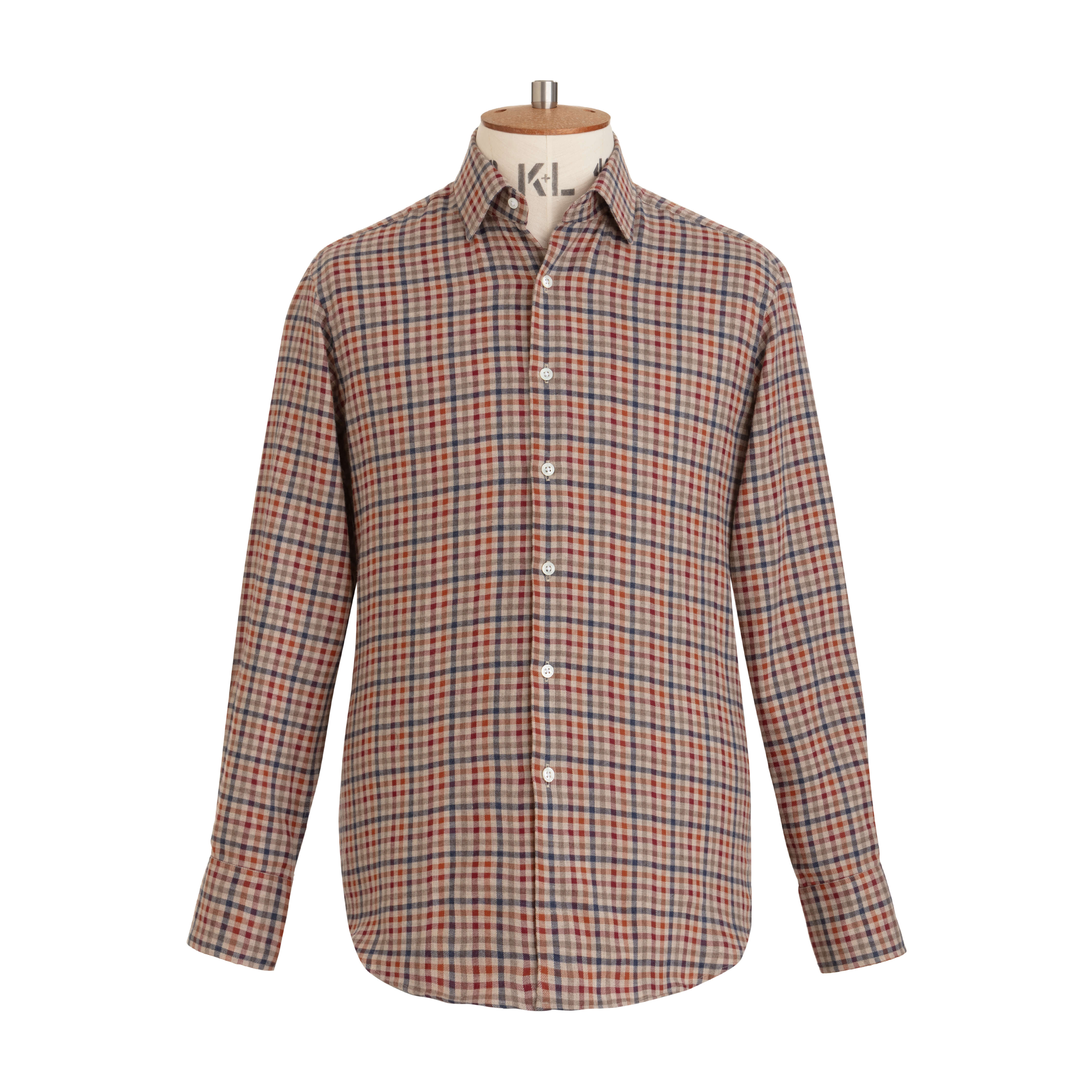 Rust/Blue Gingham Brushed Cotton Shirt - New