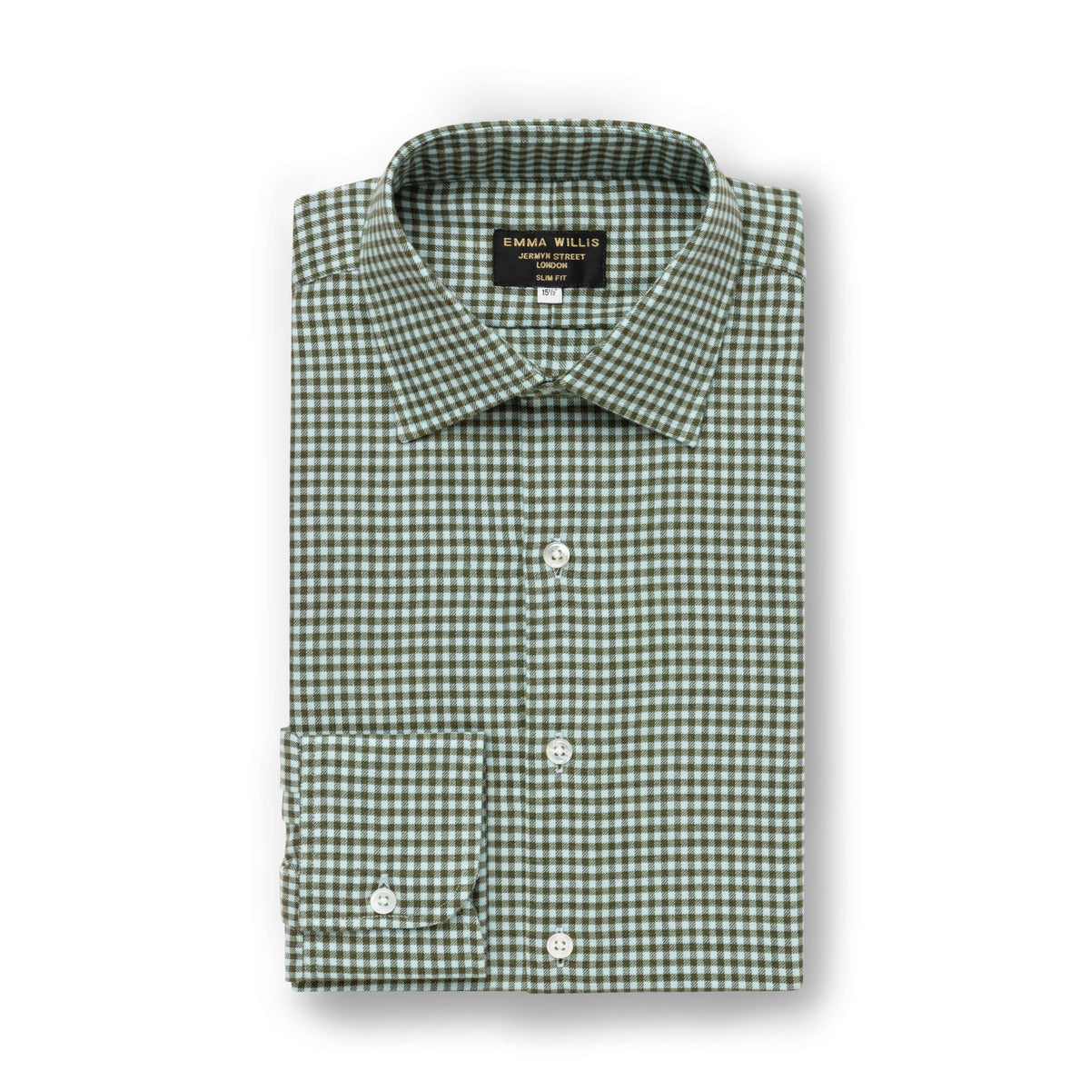 Sage Gingham Wool Cotton Blend Shirt - New