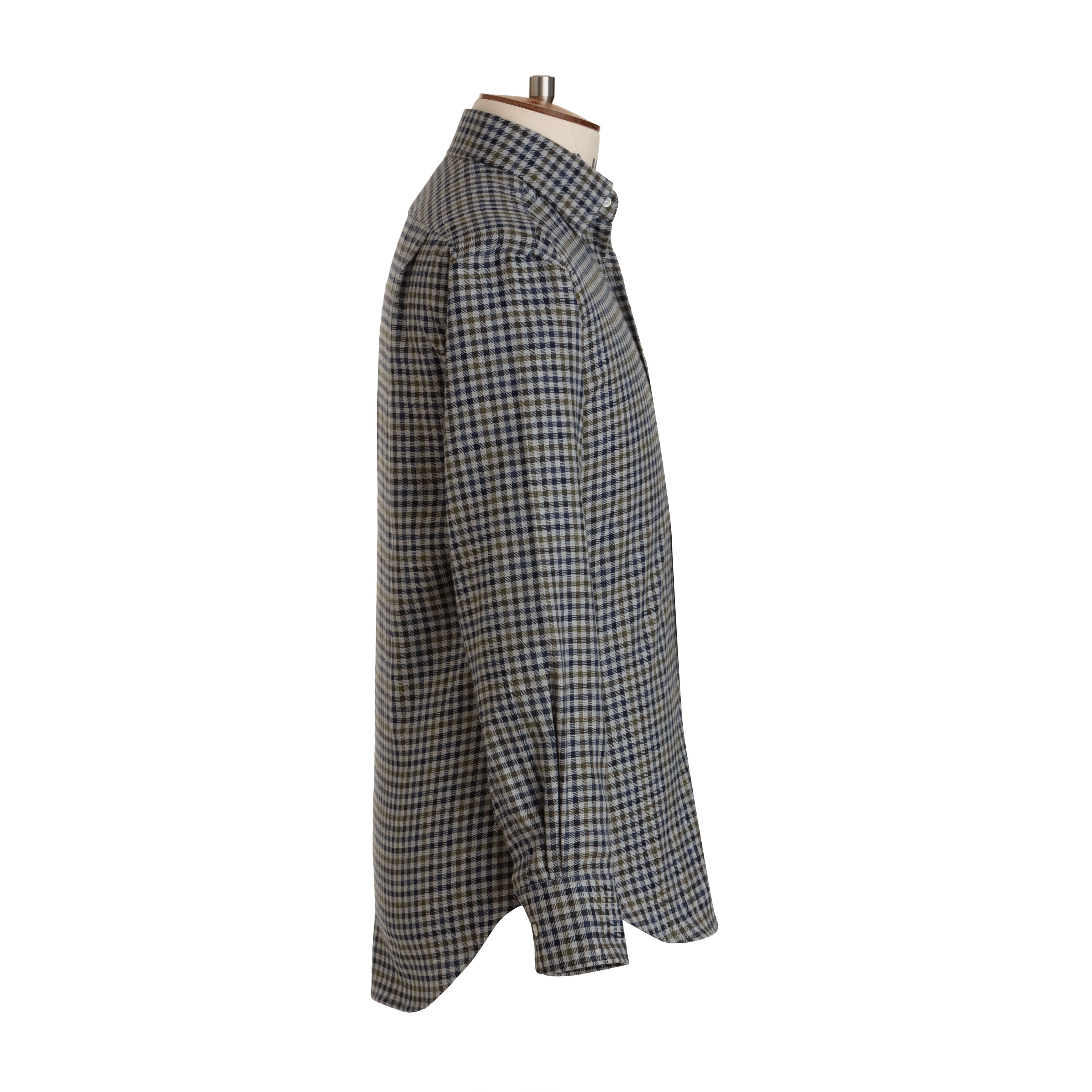 Sage/Navy Gingham Brushed Cotton Shirt - New