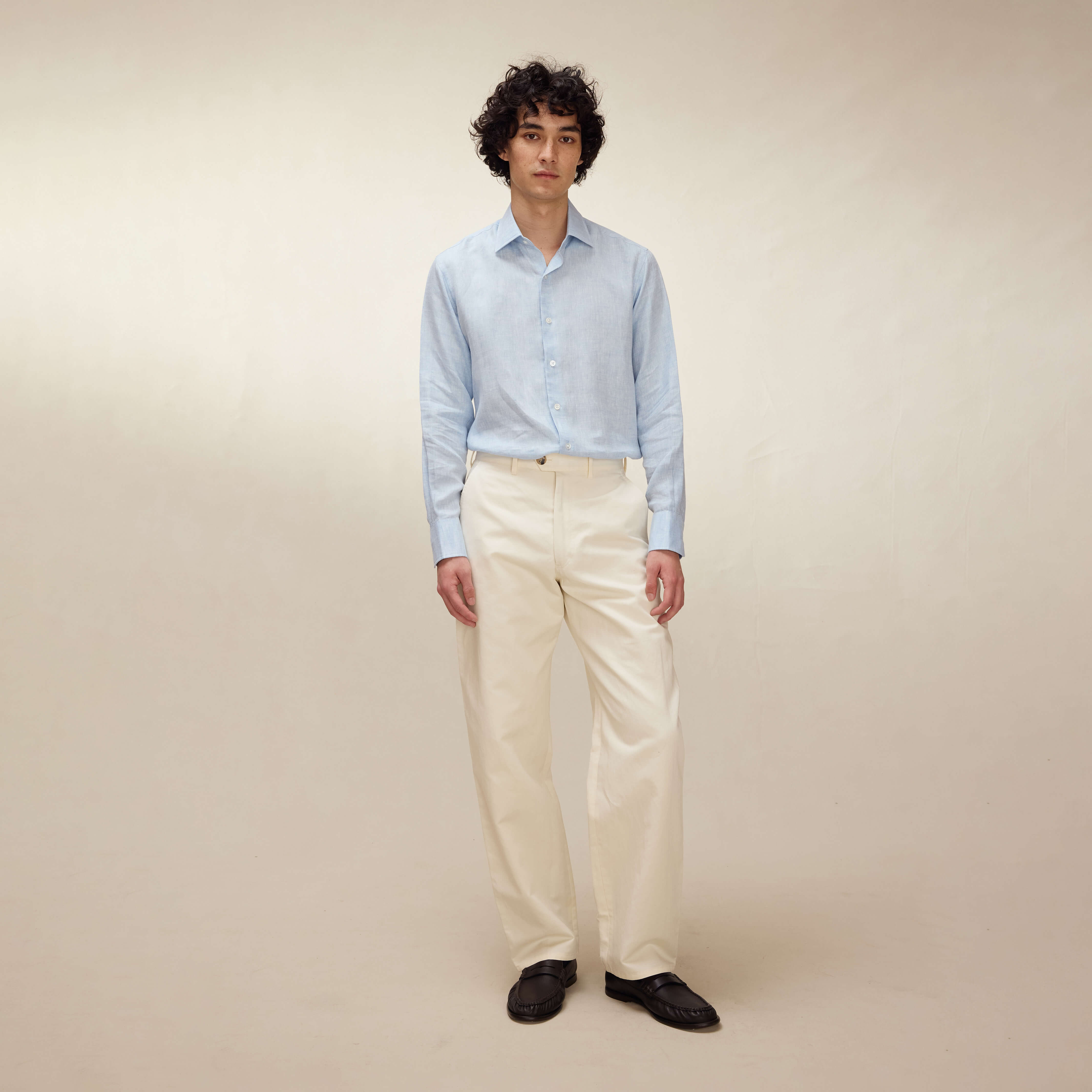 Sky Herringbone Linen Shirt - New