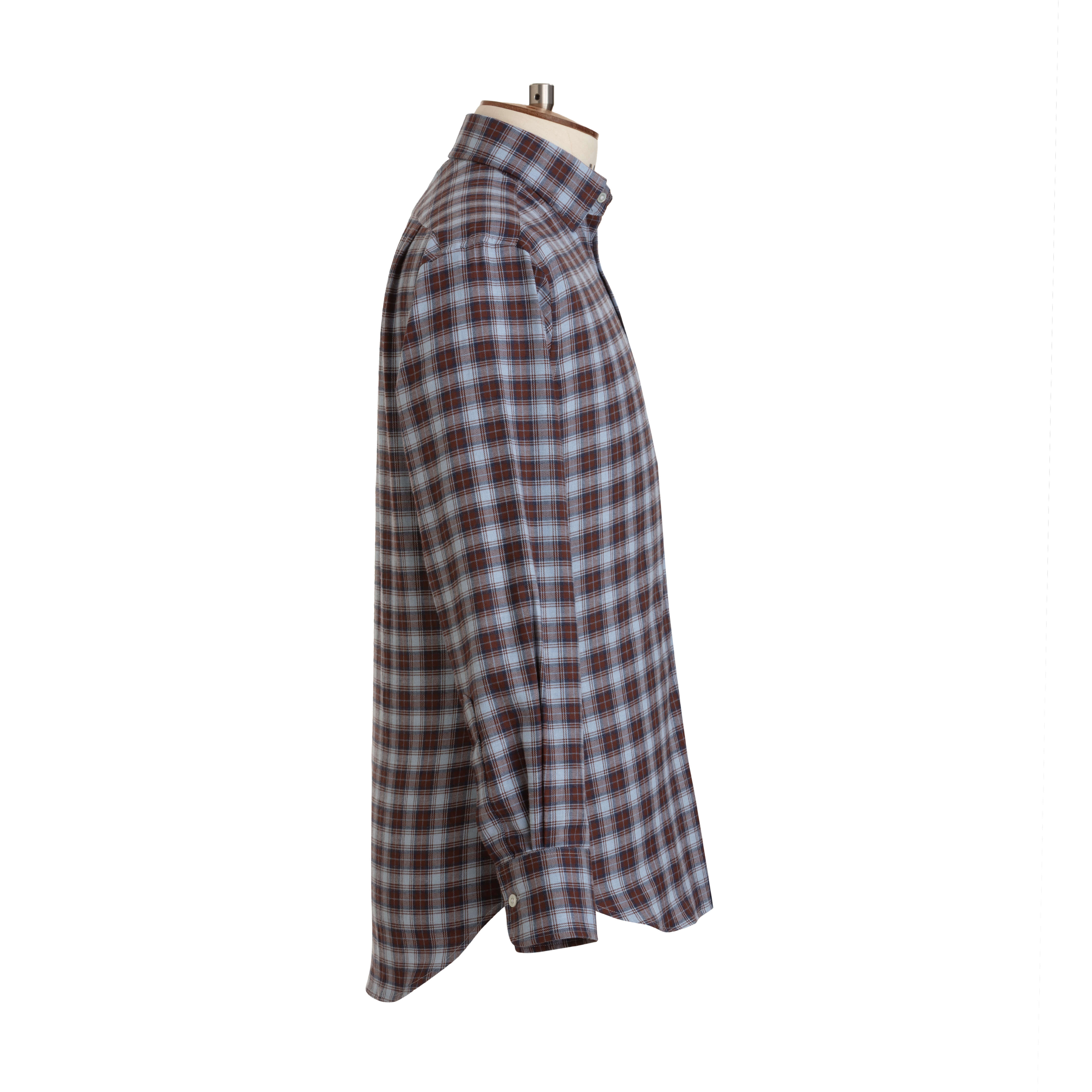 Sky/Burgundy Tartan Brushed Cotton Shirt - New