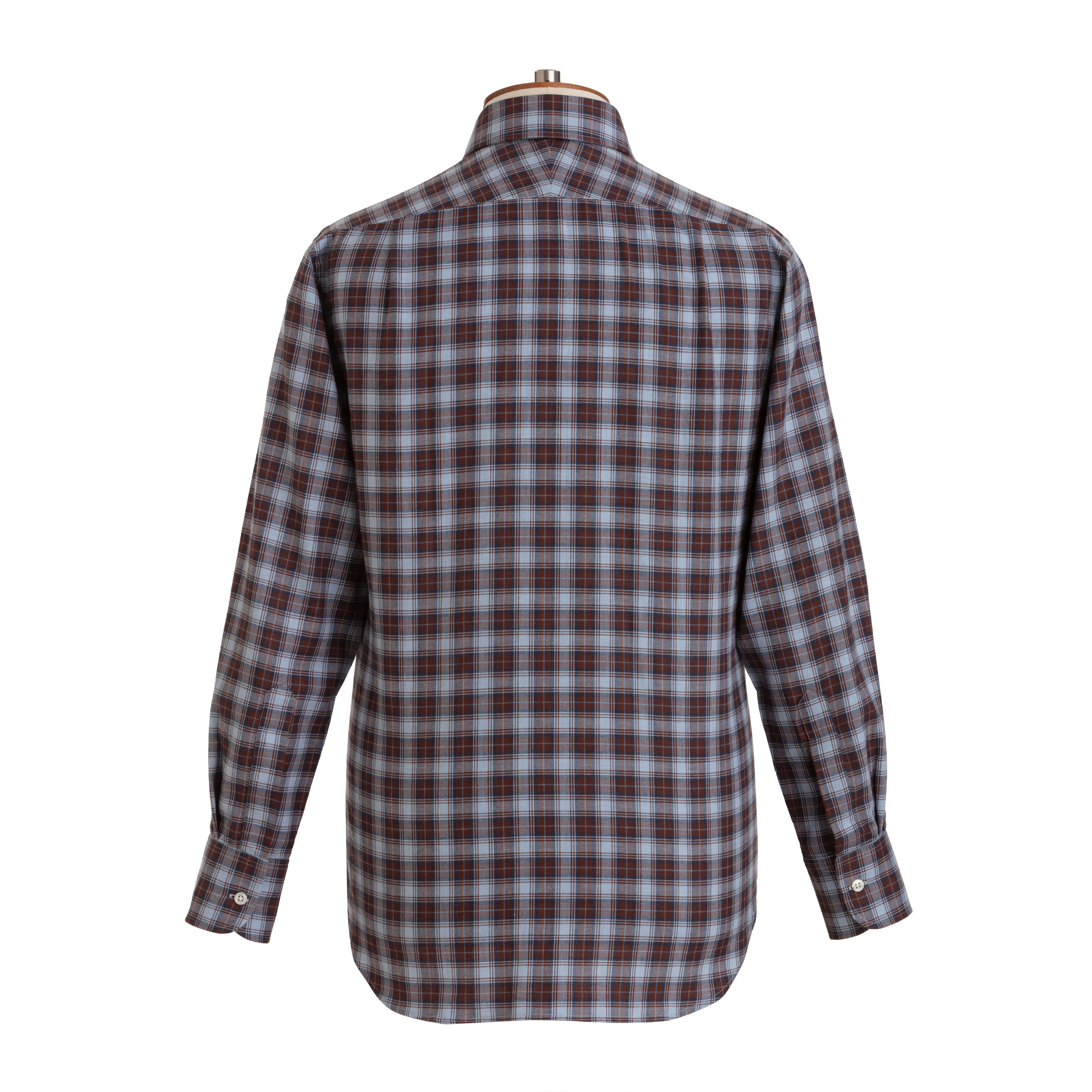 Sky/Burgundy Tartan Brushed Cotton Shirt - New