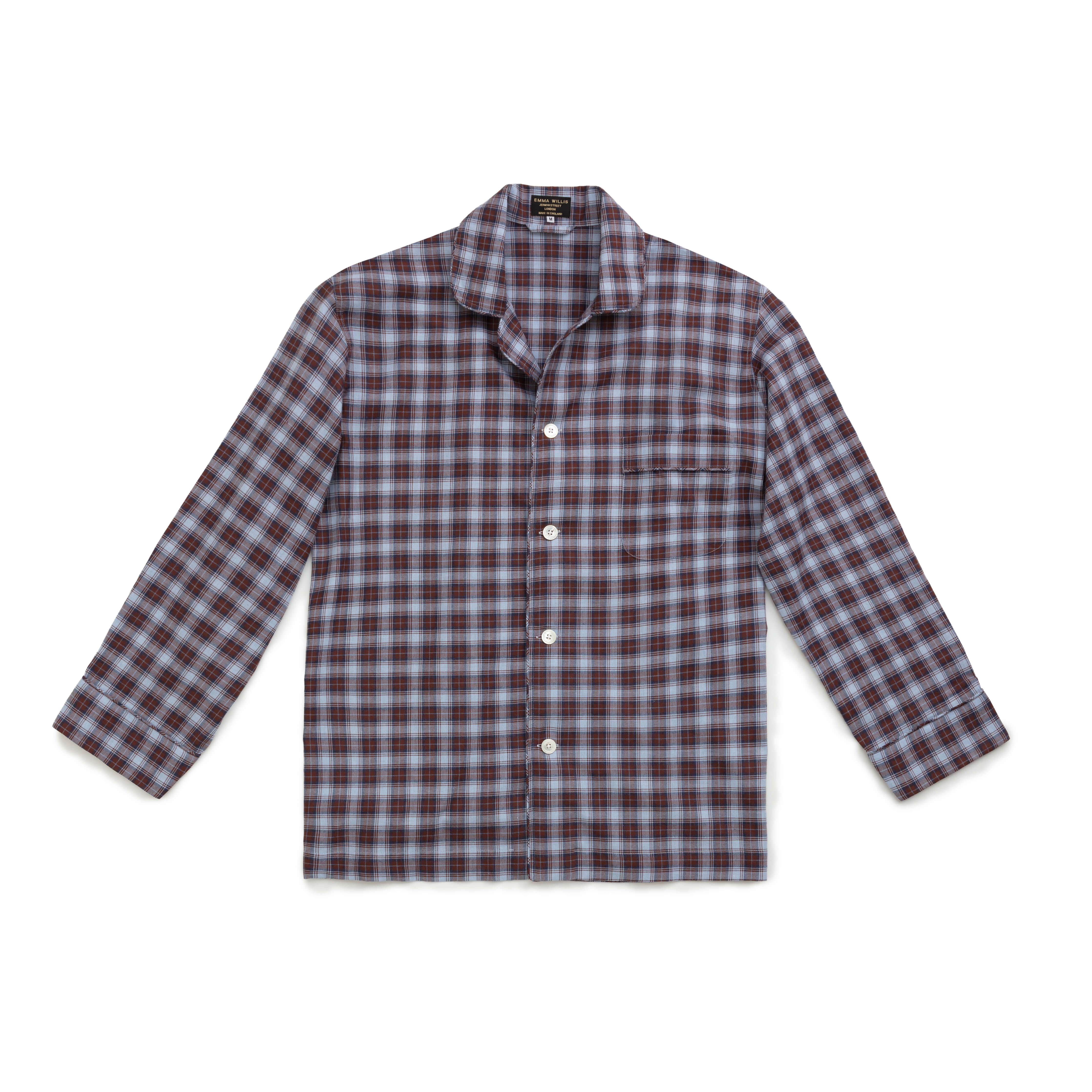 Sky/Burgundy Tartan Brushed Cotton Pyjamas - New