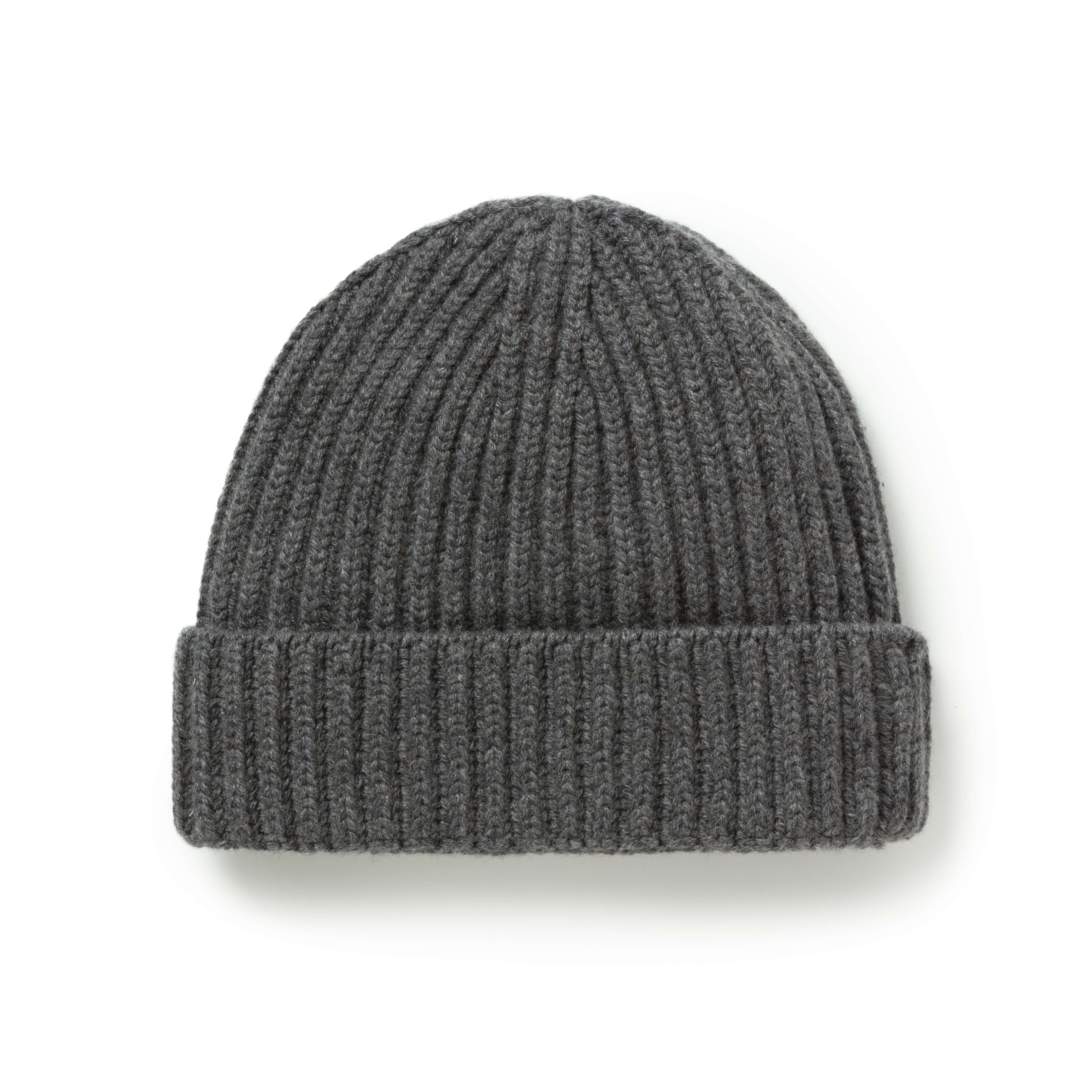 Smoke Ribbed Cashmere Beanie