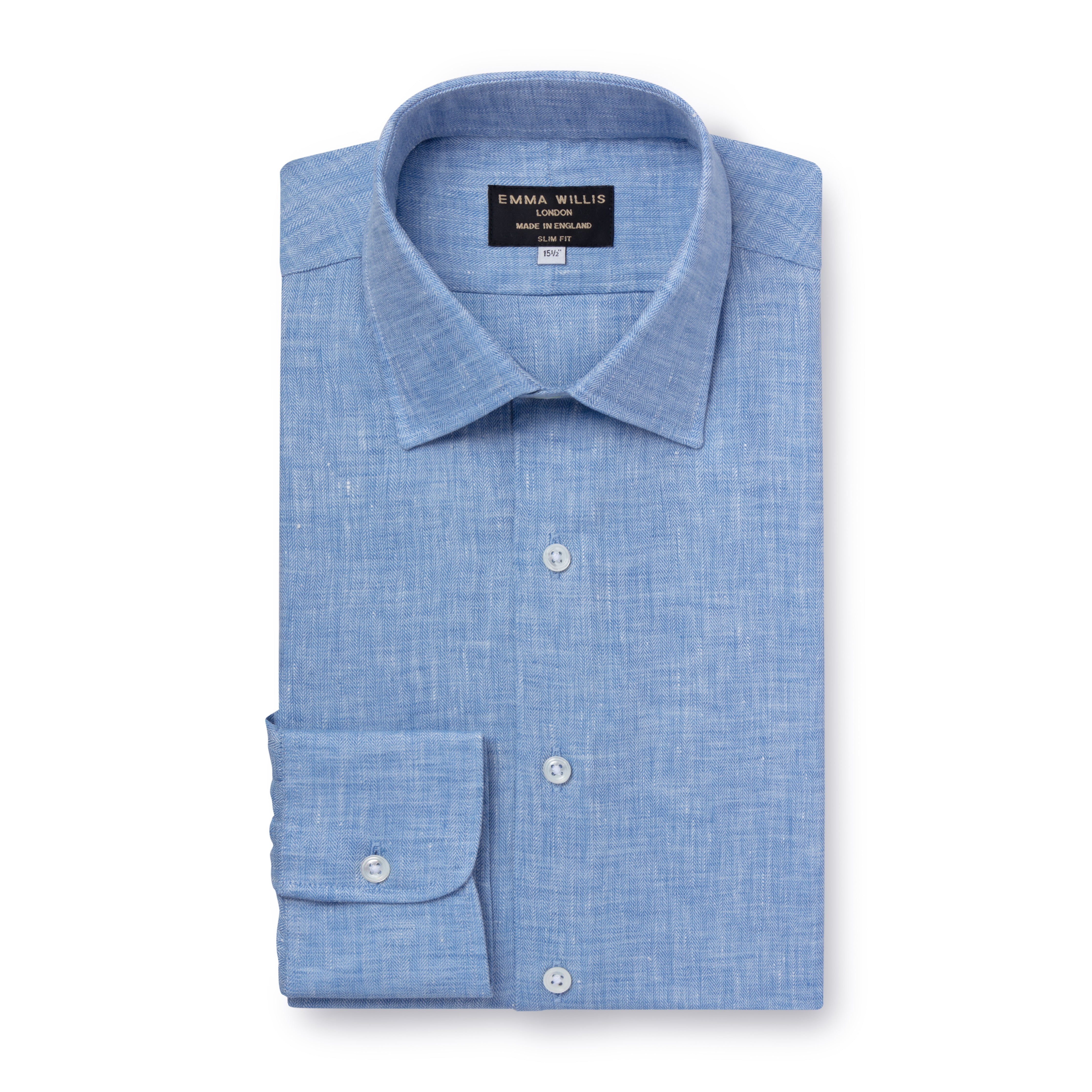 Blue Herringbone Linen Shirt - Emma Willis