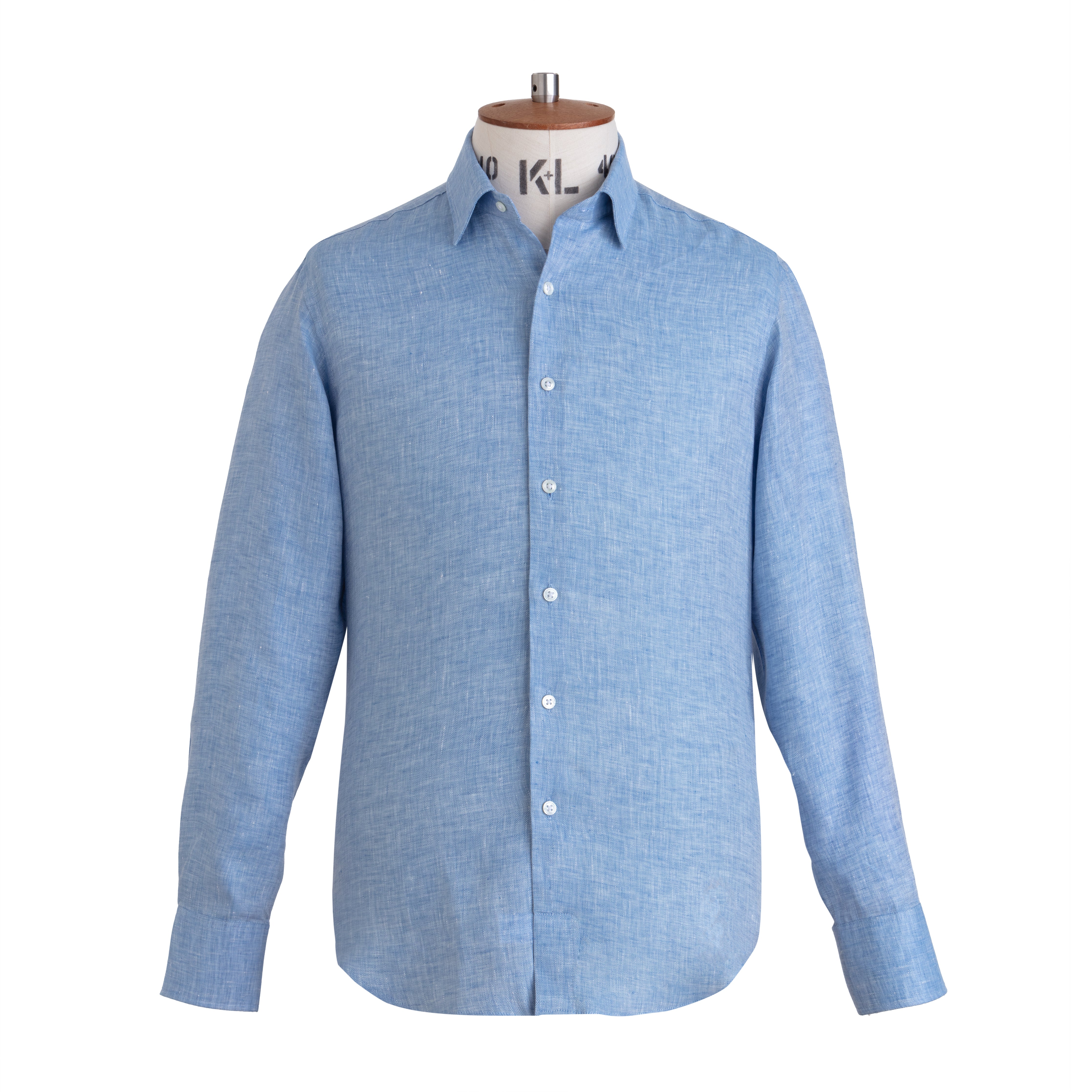 Blue Herringbone Linen Shirt - Emma Willis