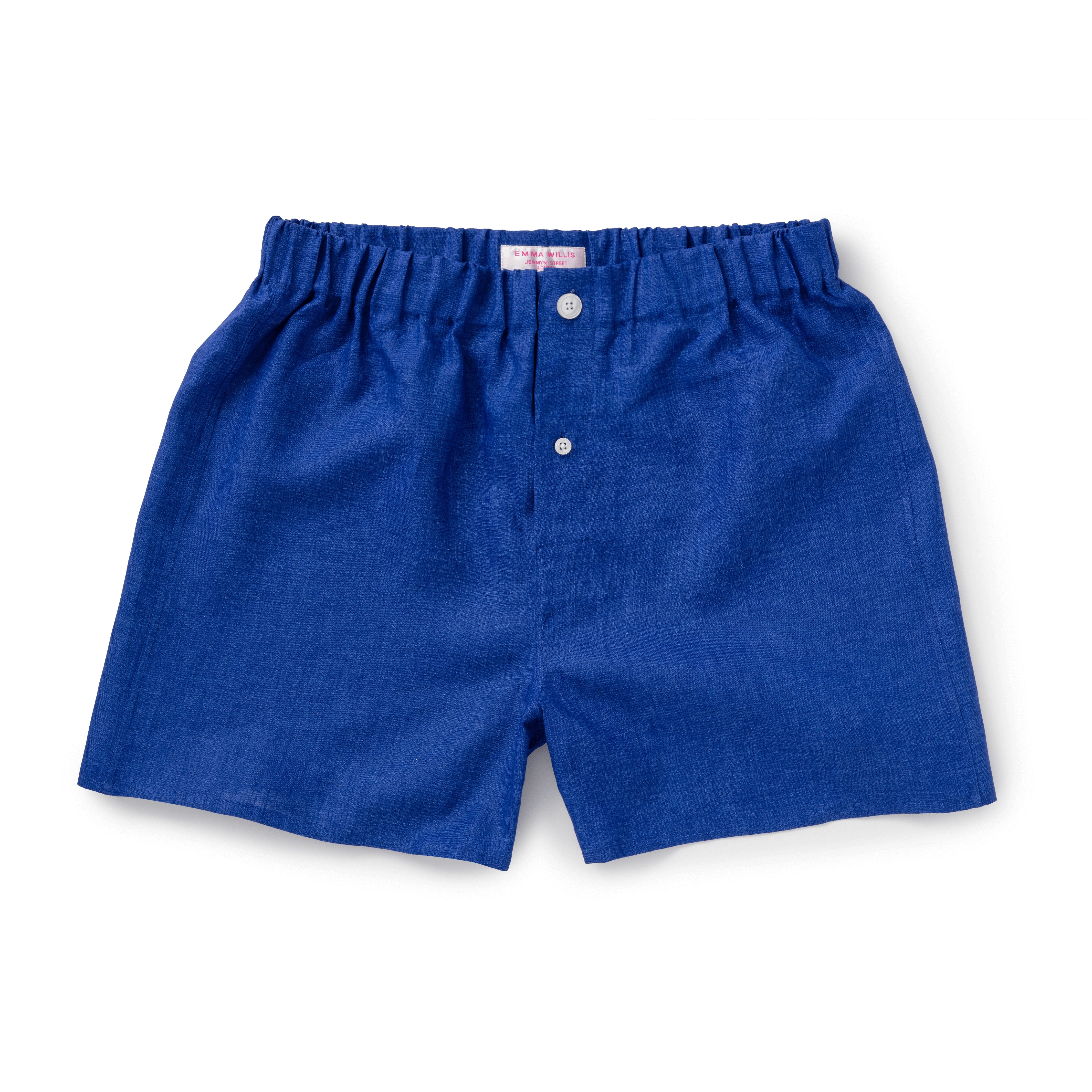 Cobalt Linen Slim Fit Boxer Shorts - Emma Willis