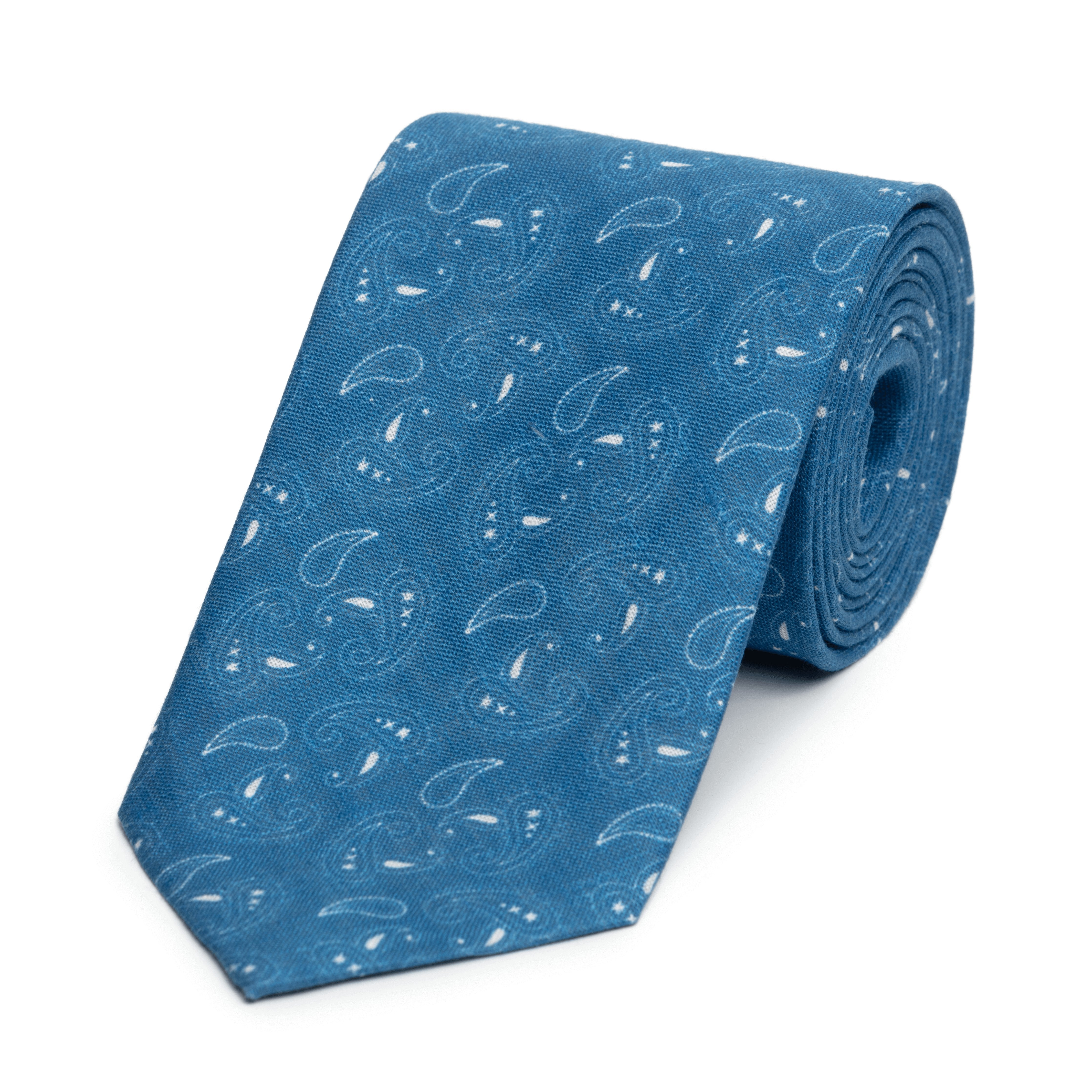 Cobalt Paisley Arran Linen Tie - Emma Willis